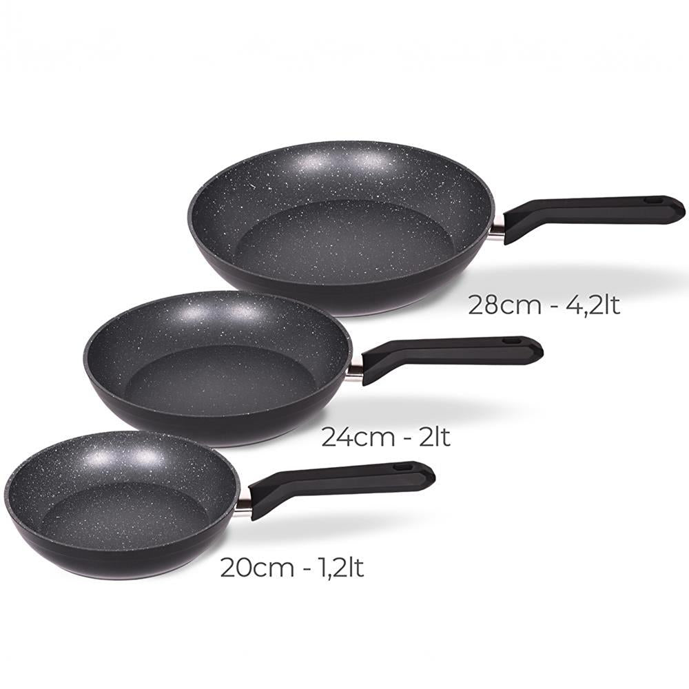 Serenk Excellence 20-24-28 cm Granit Üçlü Tava Seti