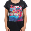 Biggdesign Owl And City Siyah Kadın T-Shirt