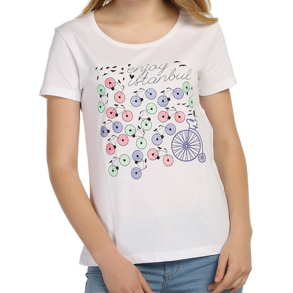 Biggdesign Enjoy Istanbul Beyaz Kadın T-Shirt