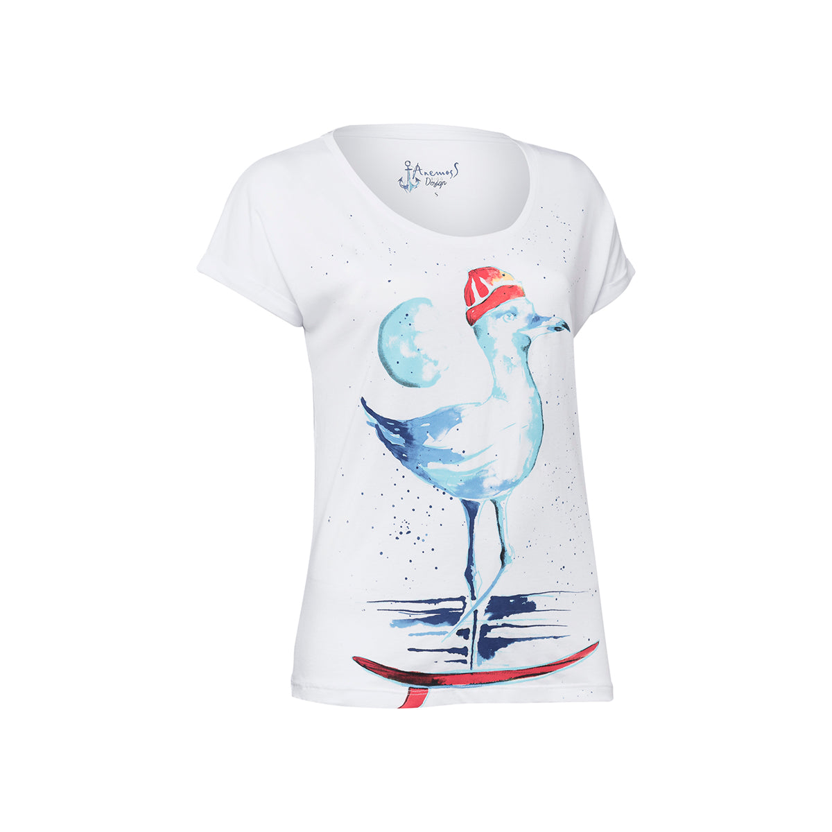 Anemoss Martı Beyaz Kadın T-Shirt