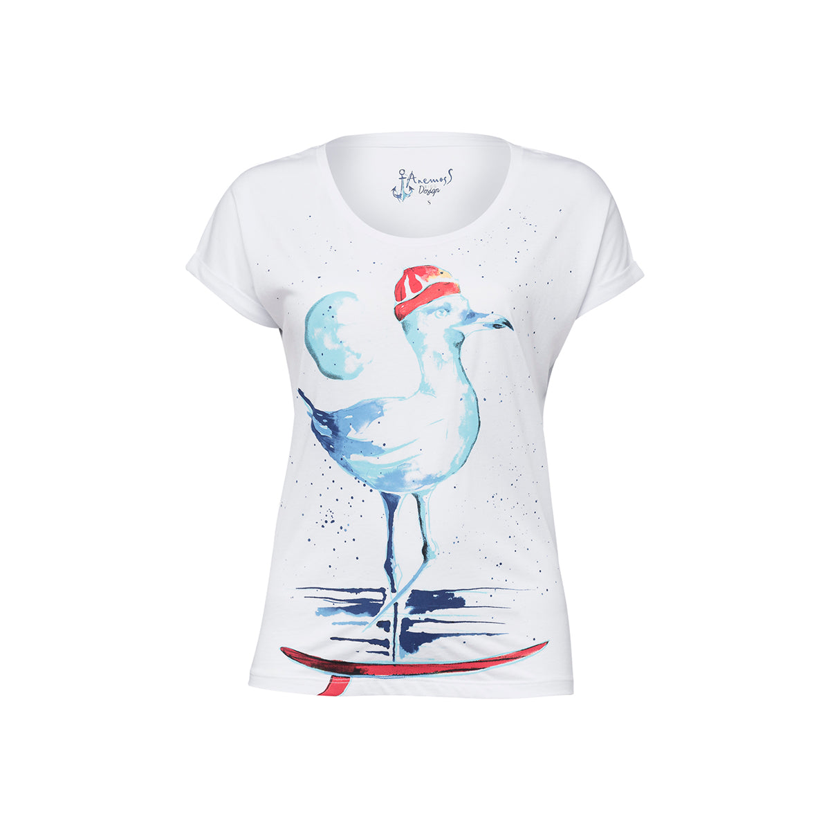 Anemoss Martı Beyaz Kadın T-Shirt