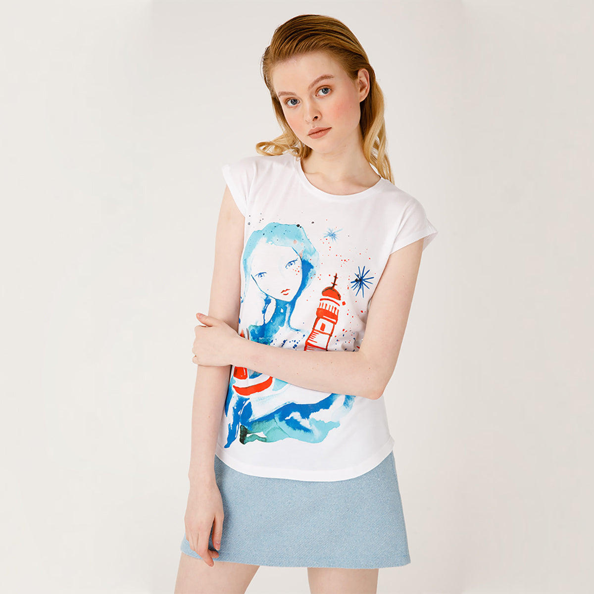 Anemoss Fenerci Kız Beyaz Kadın T-Shirt