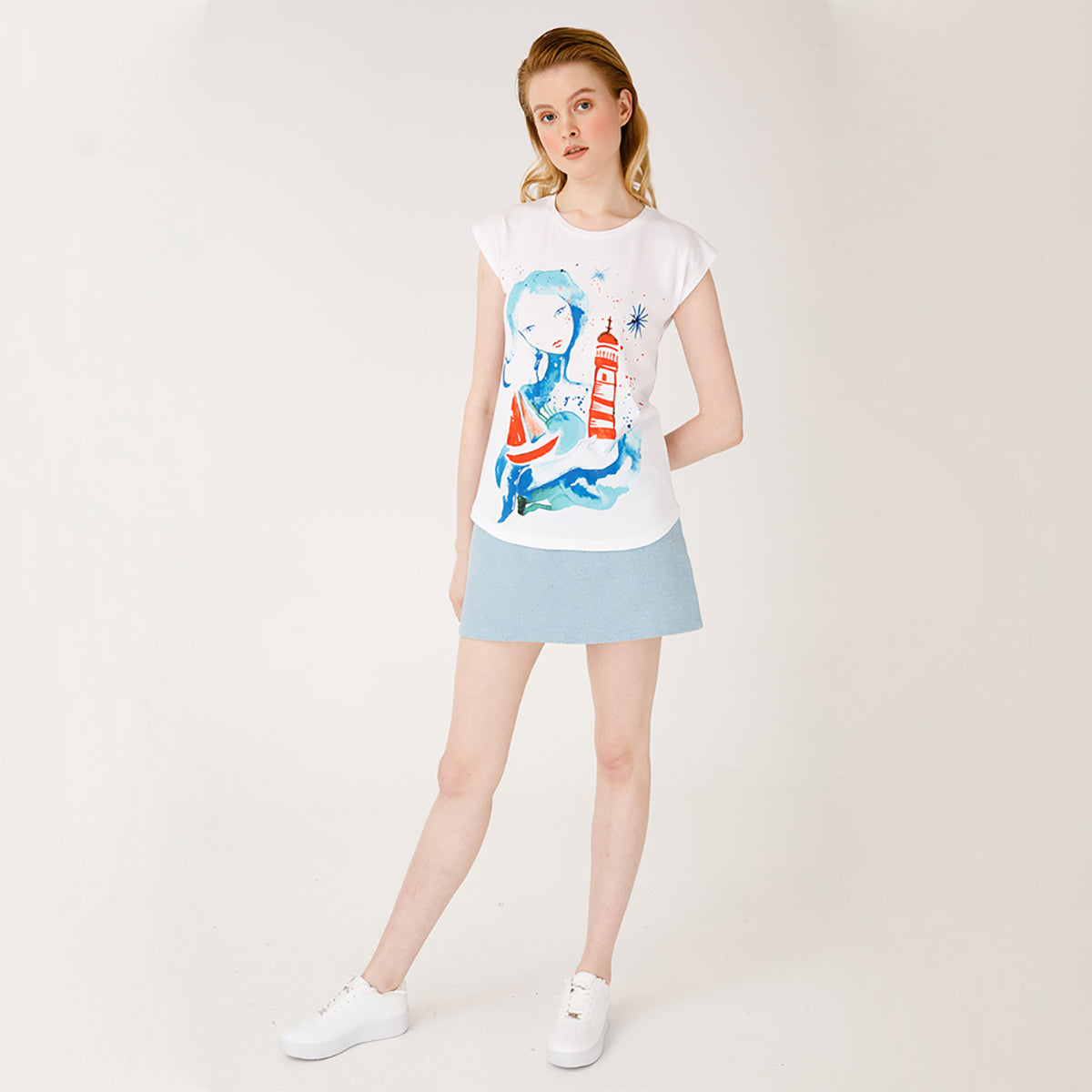 Anemoss Fenerci Kız Beyaz Kadın T-Shirt