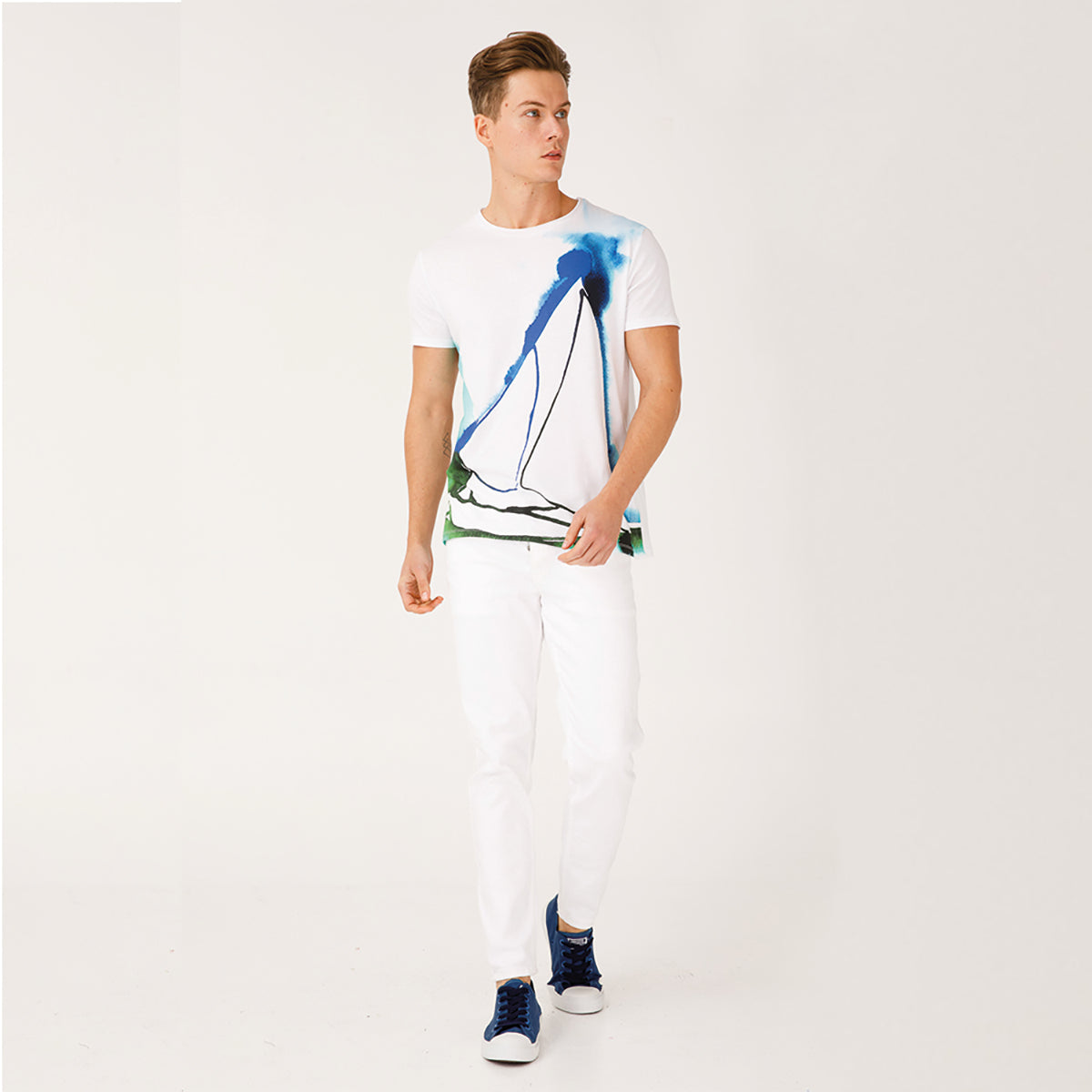 Anemoss Yelken Beyaz Erkek T-Shirt