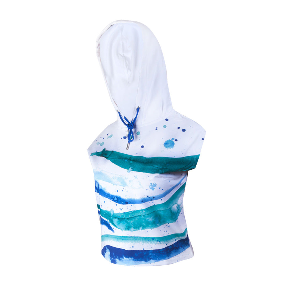 Anemoss Dalga Kolsuz Kapişonlu Beyaz Kadın Sweatshirt