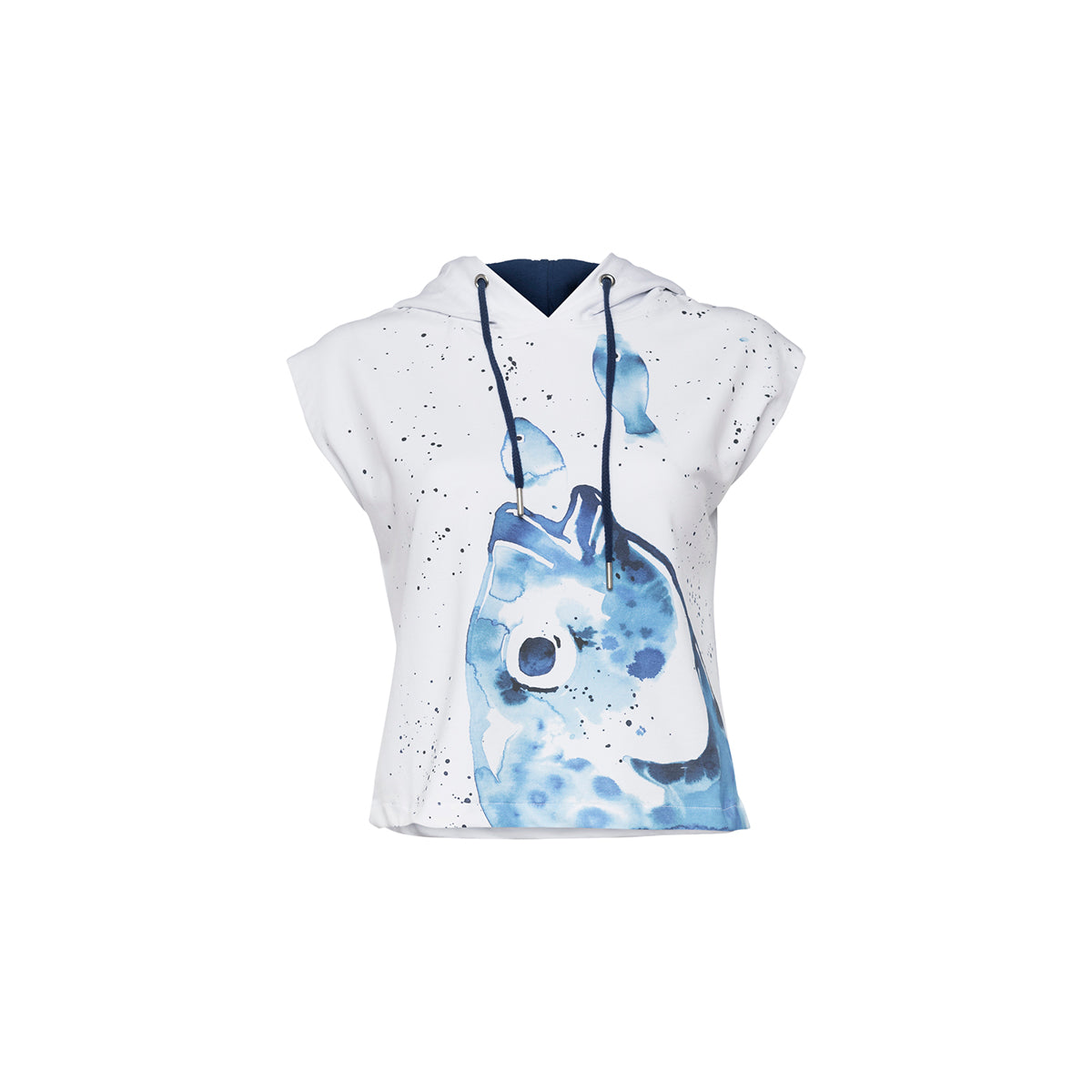 Anemoss Çipura Kolsuz Kapişonlu Beyaz Kadın Sweatshirt