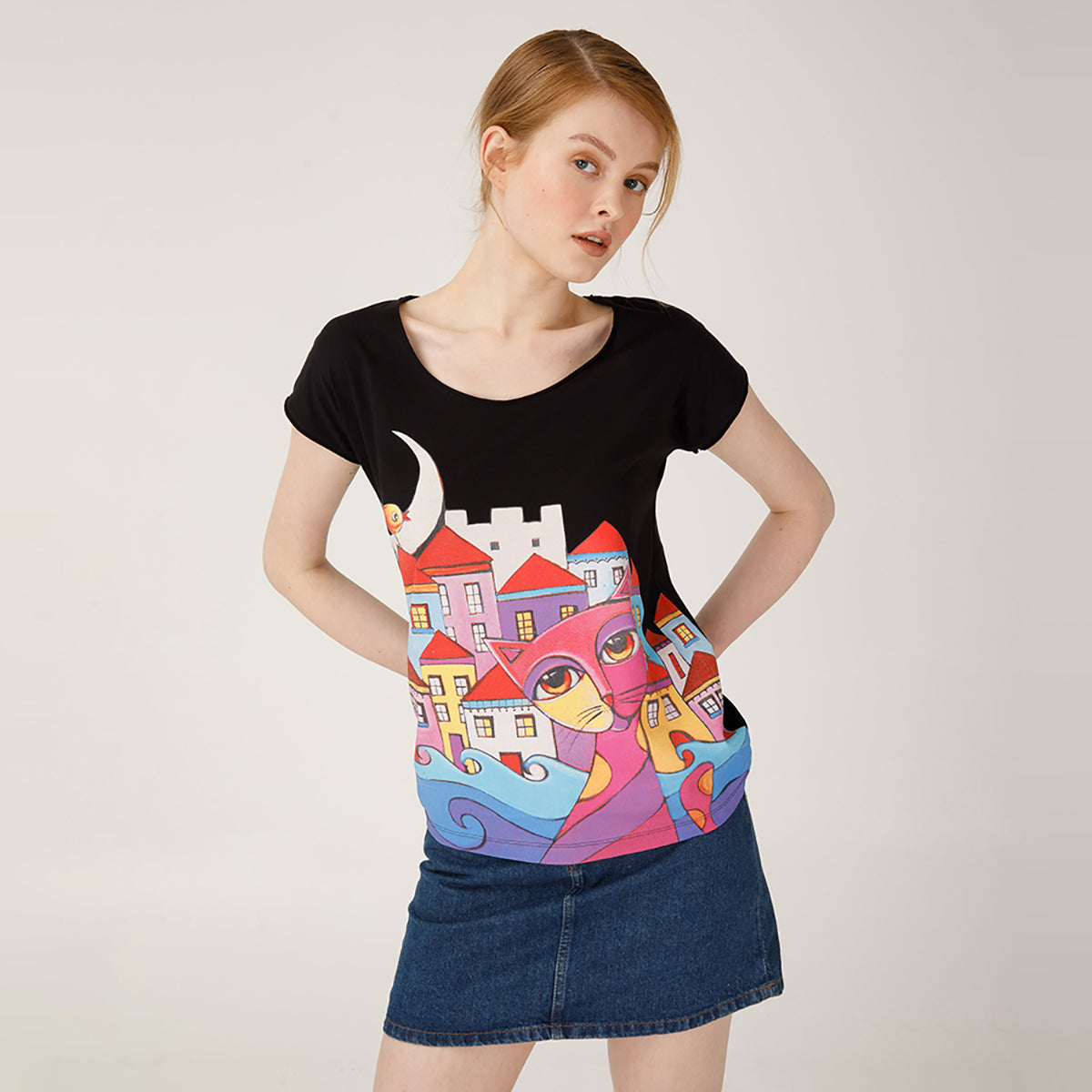 Biggdesign Owl and City Kadın T-Shirt
