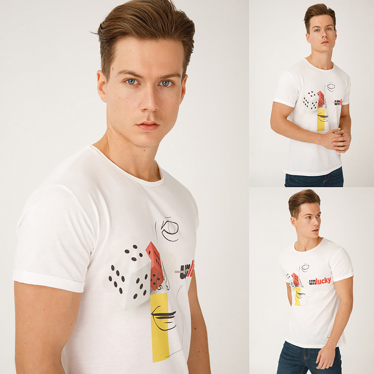 Biggdesign Faces Lucky Erkek T-Shirt