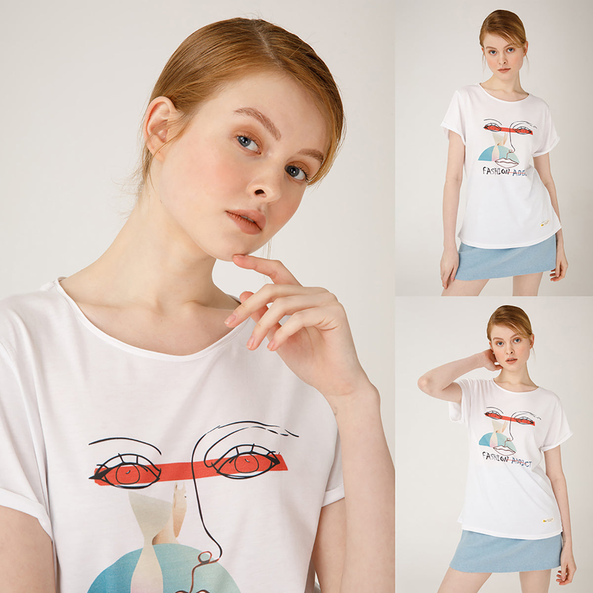 Biggdesign Faces FashionAddict Kadın T-Shirt
