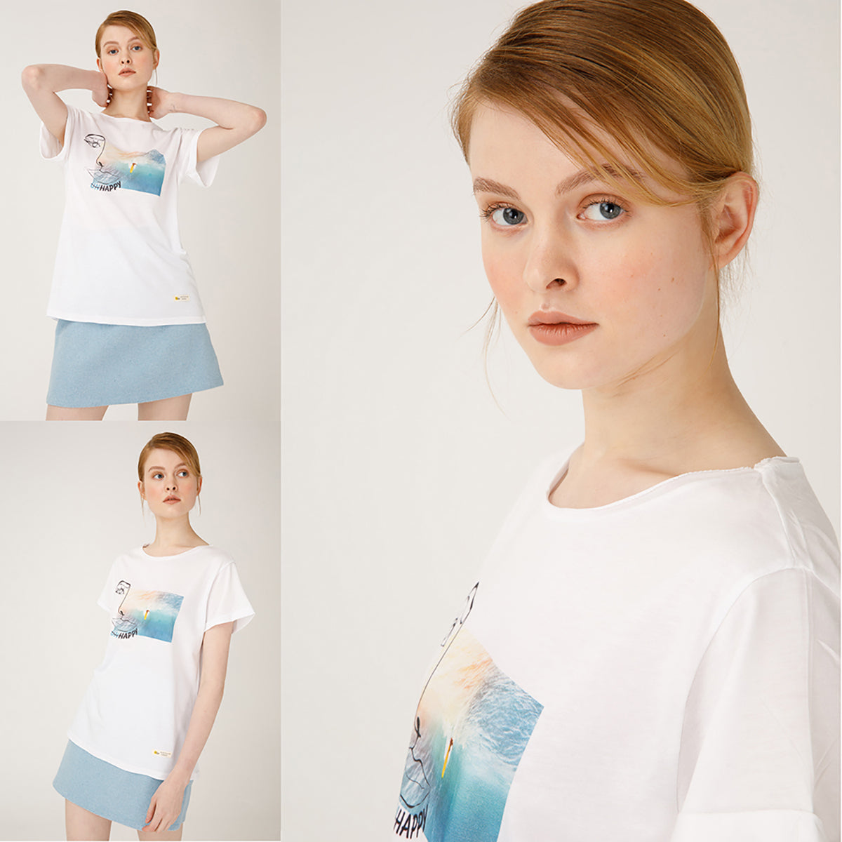 Biggdesign Faces Happy Kadın T-Shirt