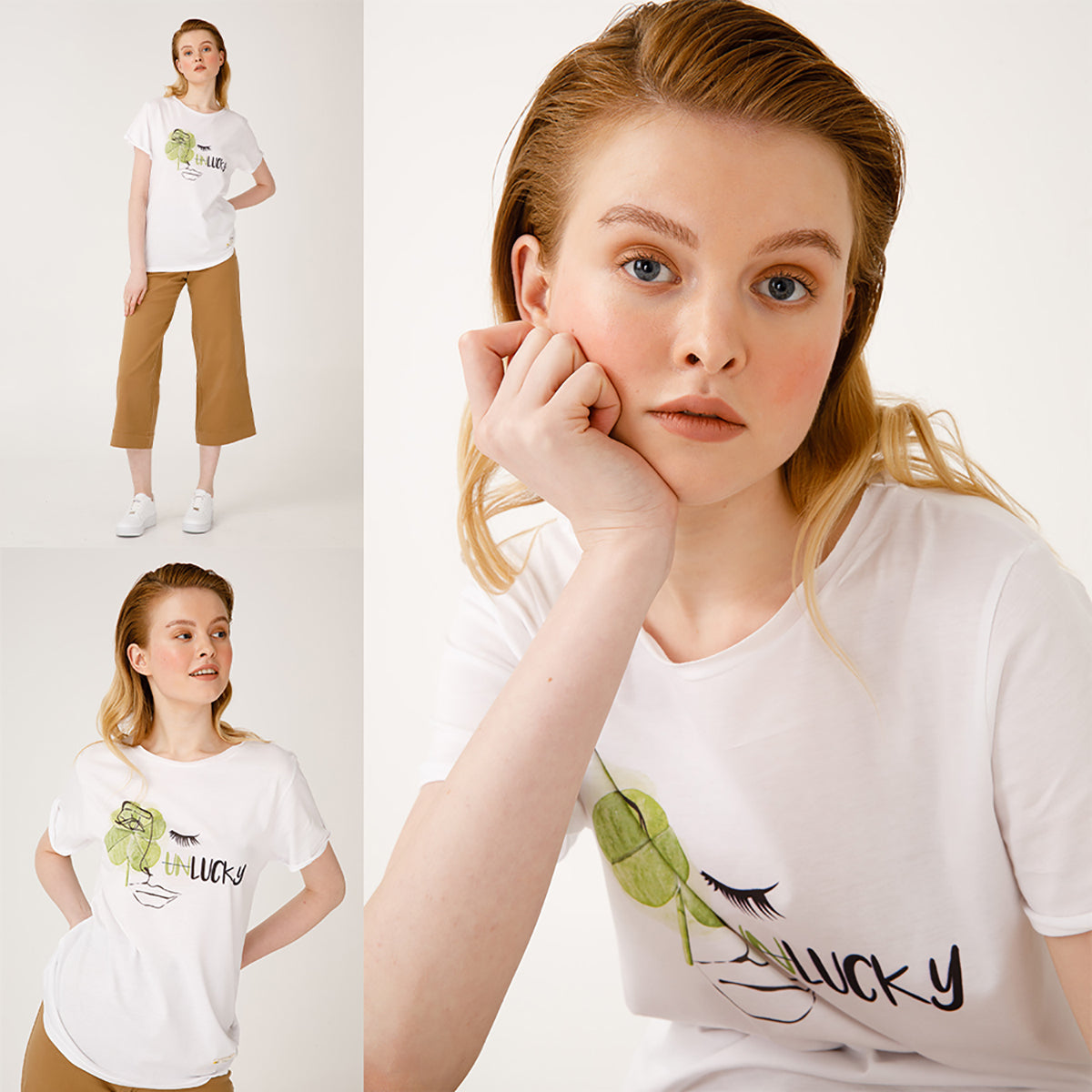 Biggdesign Faces Lucky Kadın T-Shirt