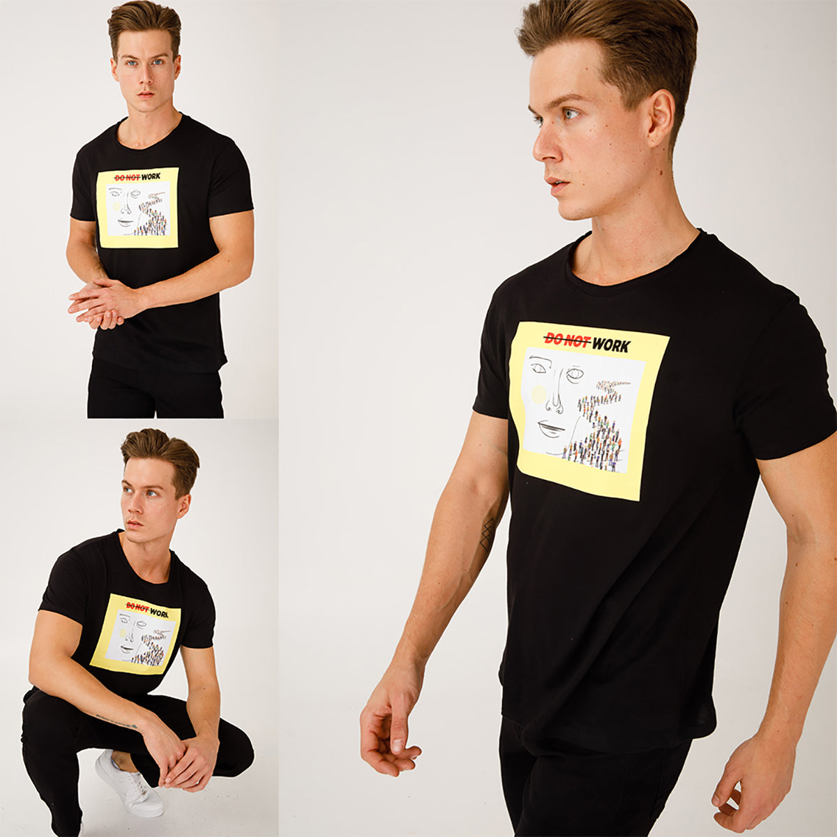 Biggdesign Faces Do not Work Erkek T-Shirt