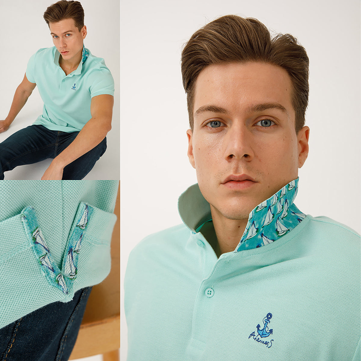 Anemoss Yelken Yeşil Erkek Polo Yaka T-Shirt