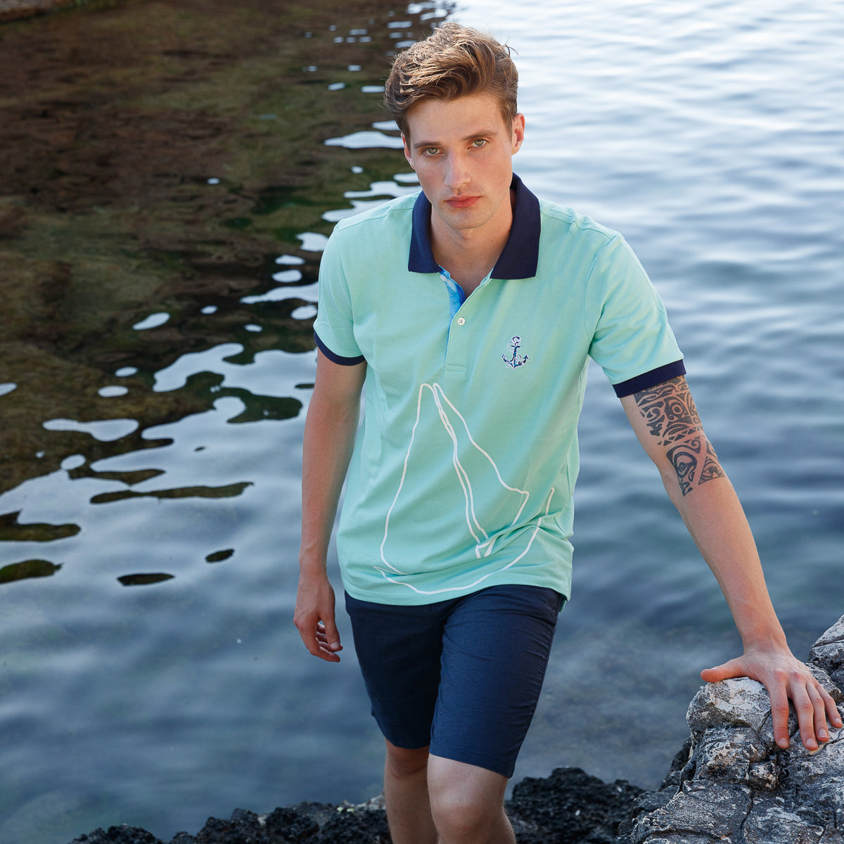 Anemoss Yelken Mint Erkek Polo Yaka T-Shirt