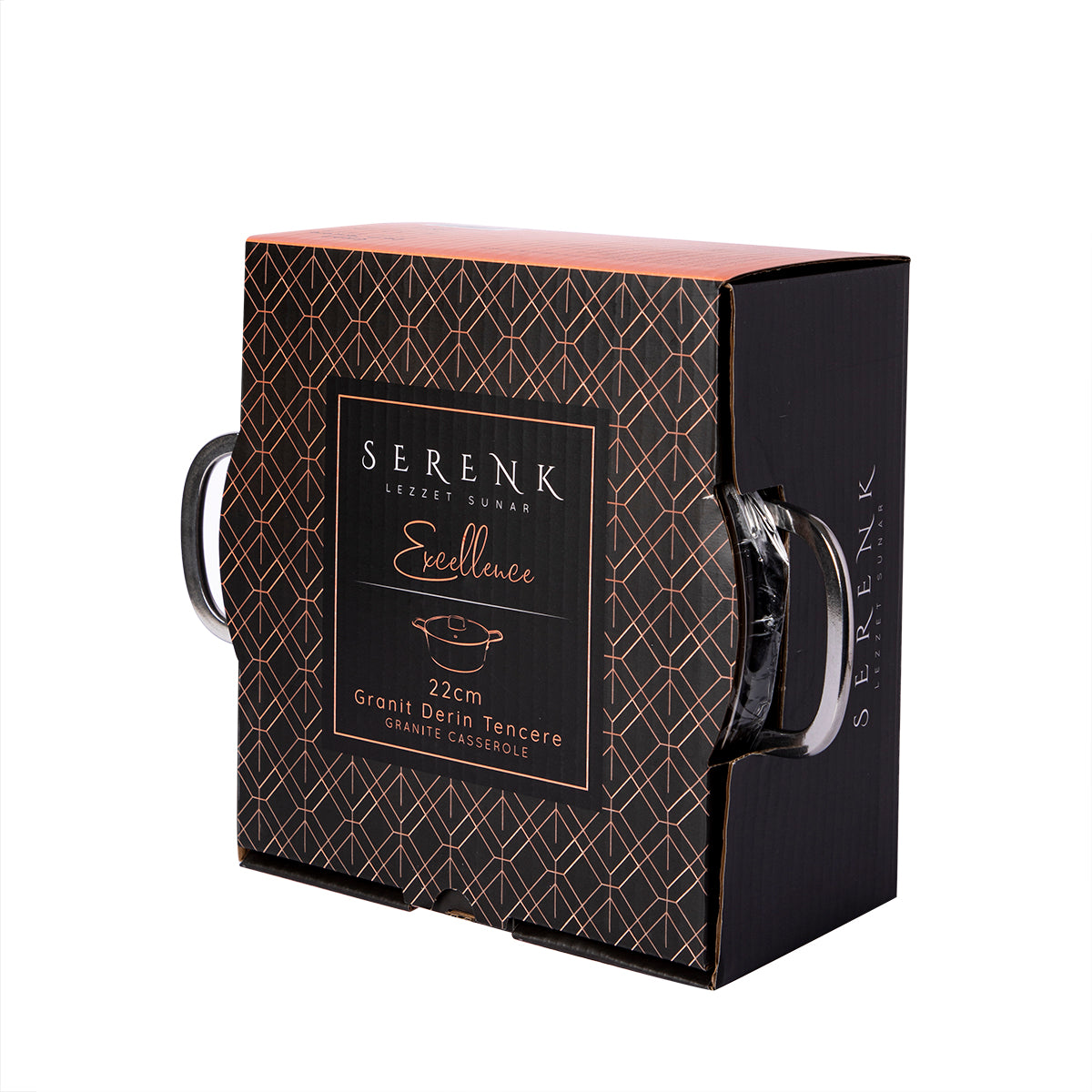 Serenk Excellence 22 cm Granit Derin Tencere, PFOA İçermeyen Yapışmaz Kaplama, 2.5 Lt, Kalın Taban