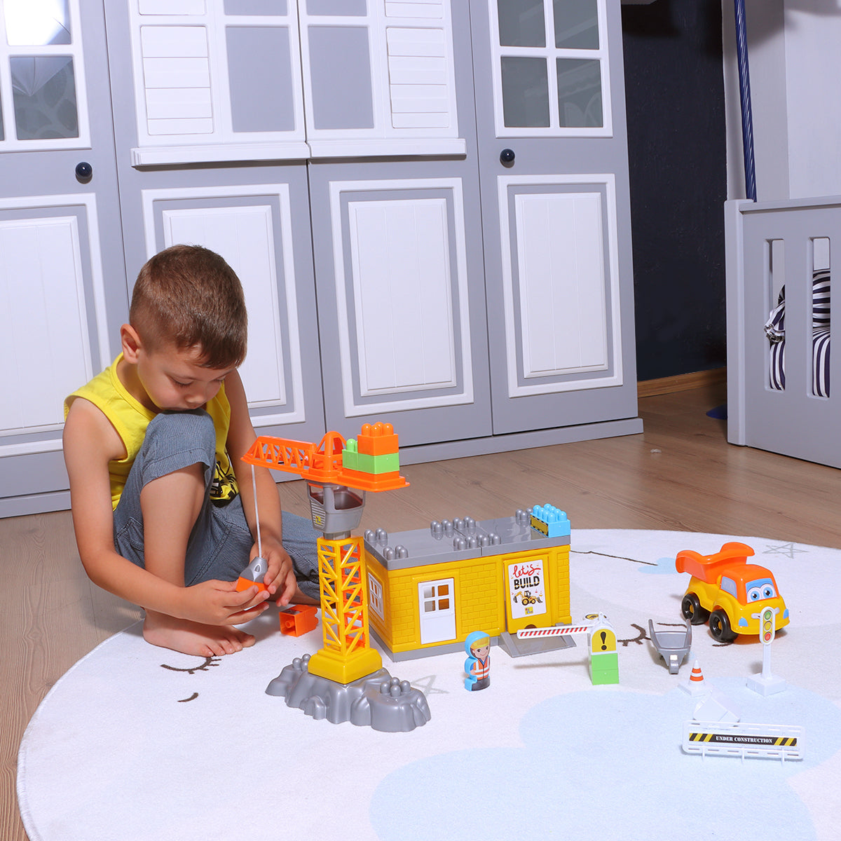 Ogi Mogi Toys İnşaat Bloklar ve Vinç 44 Parça
