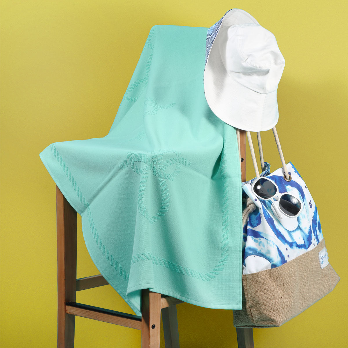 Anemoss Gemici Bağları Plaj Havlusu Mint Yeşili 140x70 cm