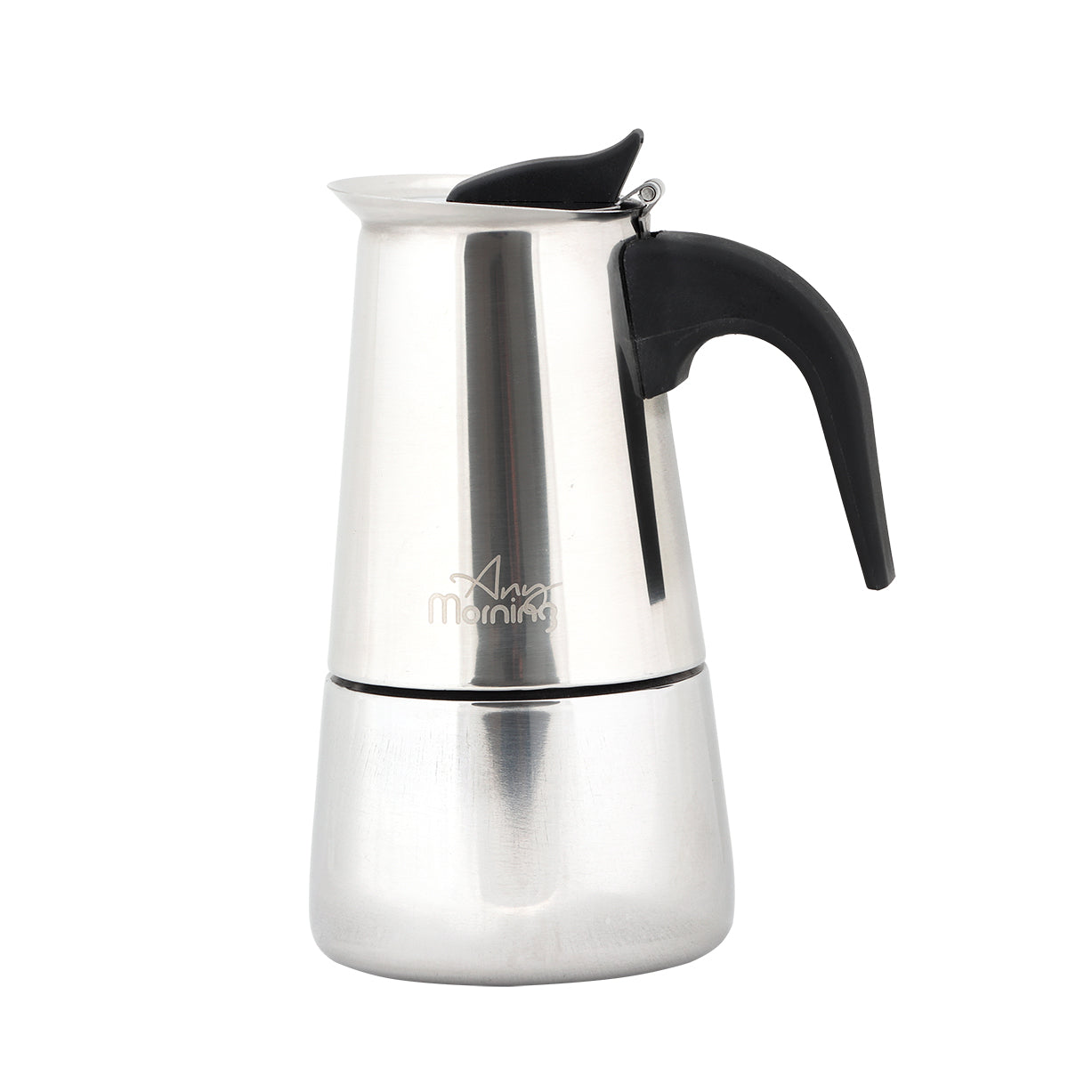 Any Morning 300 ml Paslanmaz Çelik Moka Pot, İndüksiyon Uyumlu Gümüş Rengi FE001-6
