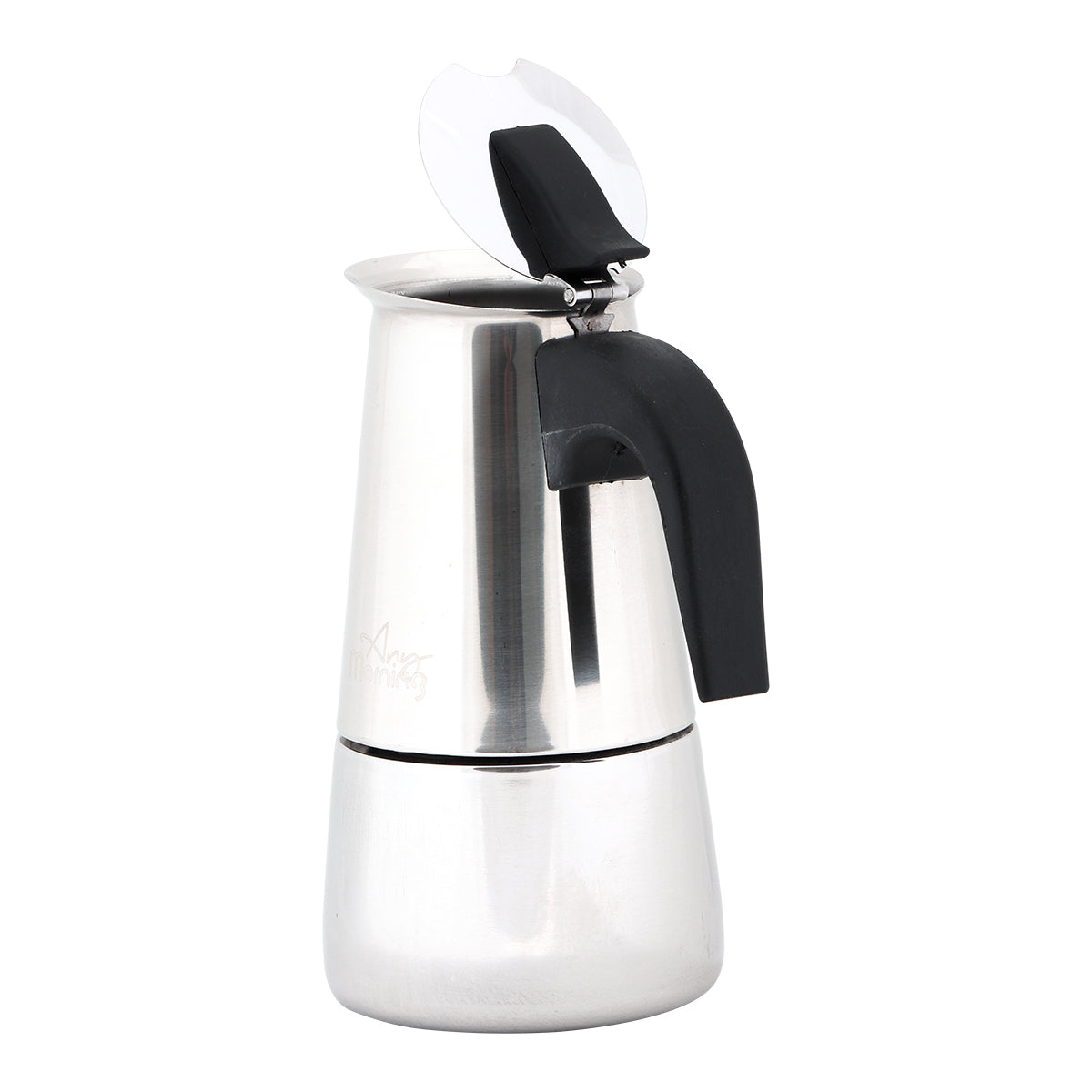 Any Morning 300 ml Paslanmaz Çelik Moka Pot, İndüksiyon Uyumlu Gümüş Rengi FE001-6