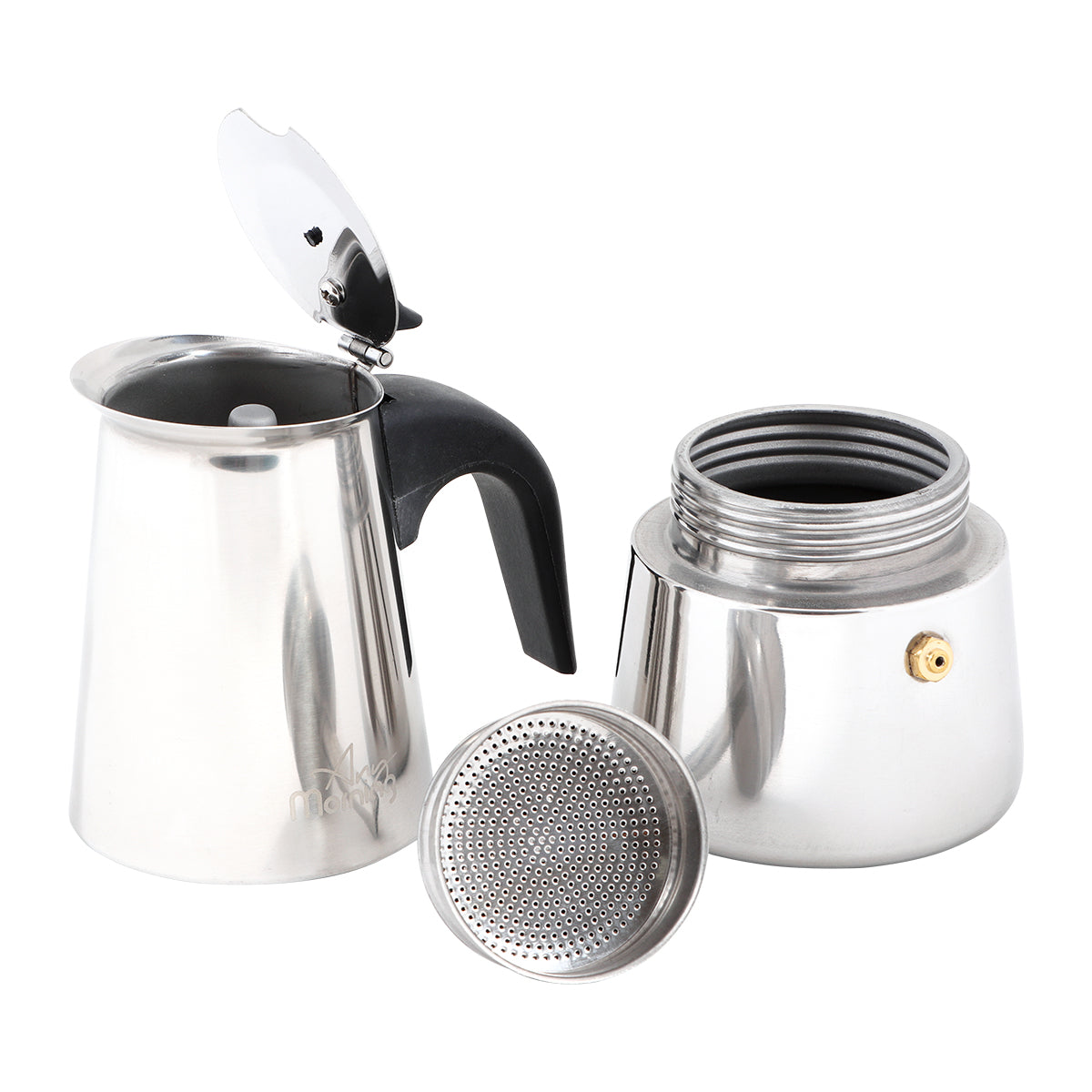 Any Morning 300 ml Paslanmaz Çelik Moka Pot, İndüksiyon Uyumlu Gümüş Rengi FE001-6