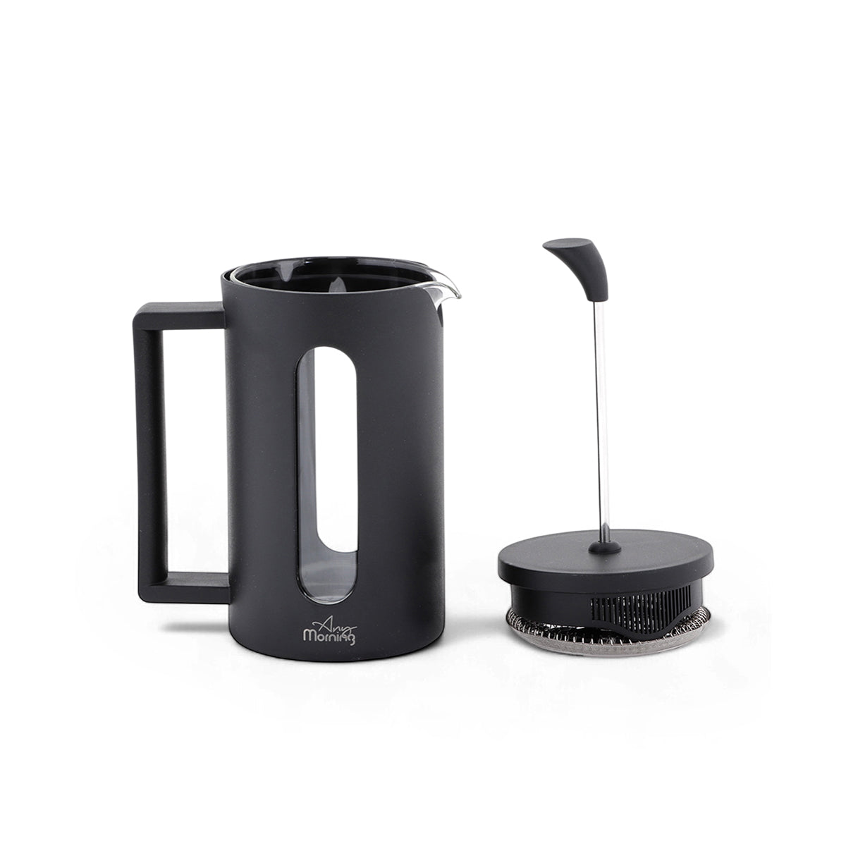 Any Morning 600 ml French Press, Darbeye Dayanıklı Cam, 304 Paslanmaz Çelik Filtreli FF002