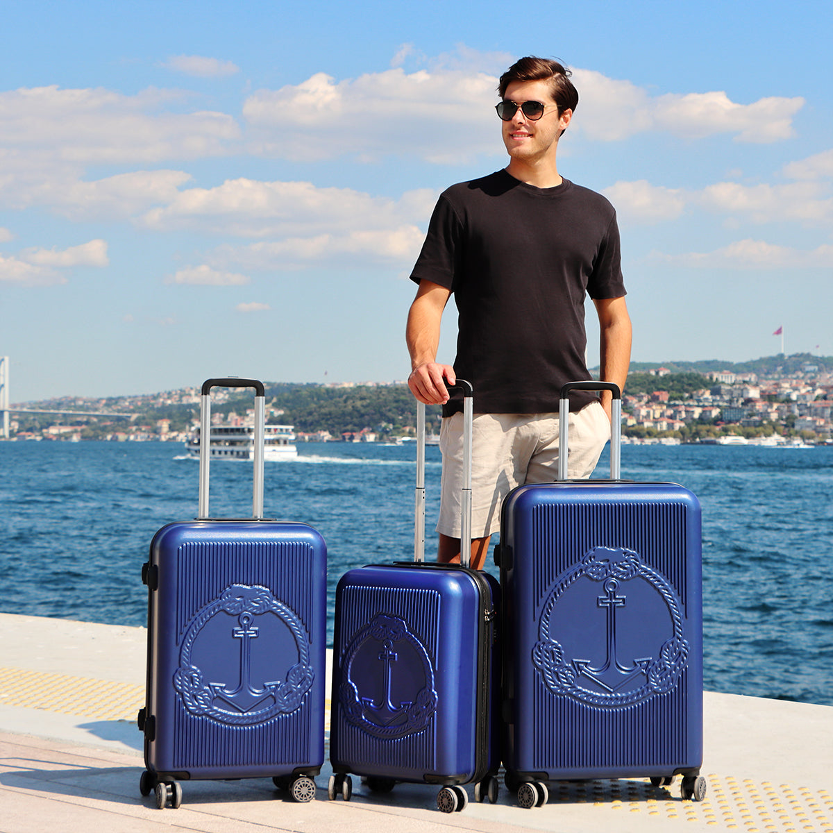 Biggdesign Ocean Lacivert 3'lü Valiz Seti – Biggshop