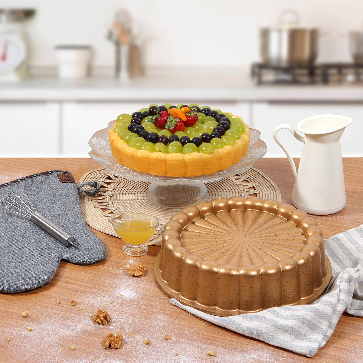 Serenk Fun Cooking Papatya Sarı Tart Kalıbı - 28 cm Alüminyum Döküm, Yanmaz Yapışmaz Granit Kaplama