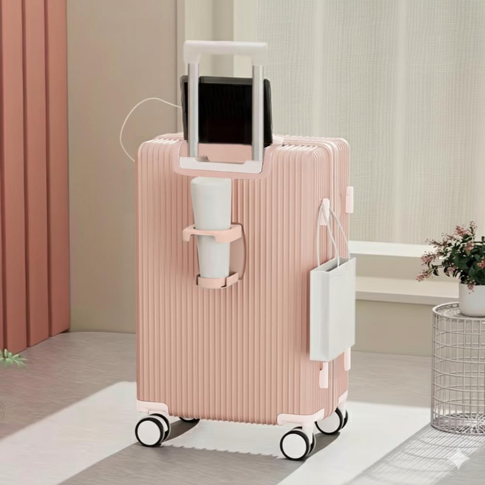 Biggdesign Moods Up Kabin Boy Valiz, Laptop Bölmeli,Bardaklık ve USB Girişli,360° Tekerlek,TSA Kilit, Pembe