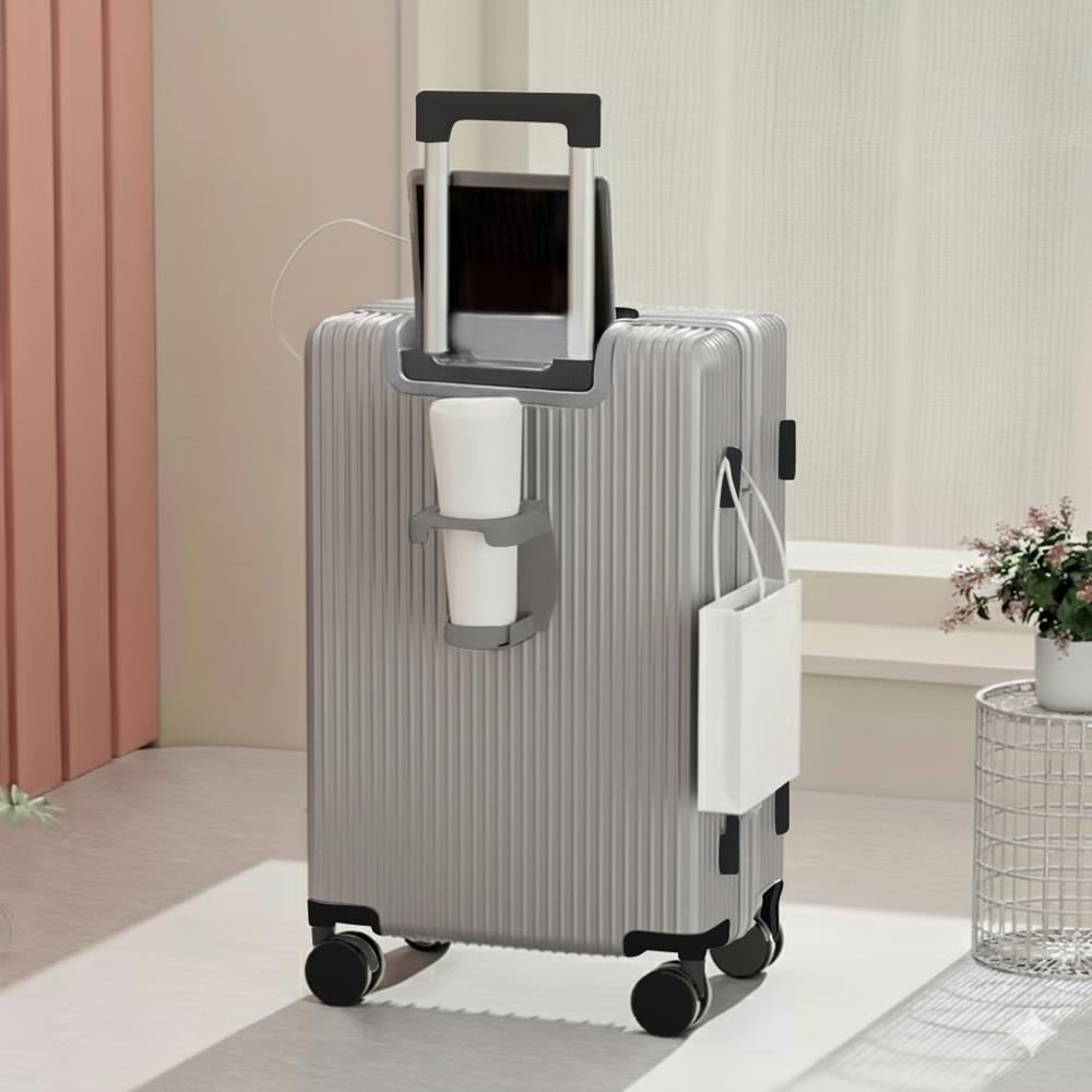 Biggdesign Moods Up Kabin Boy Valiz, Laptop Bölmeli, Bardaklık ve USB Girişli, 360° Tekerlek,TSA Kilit, Gümüş