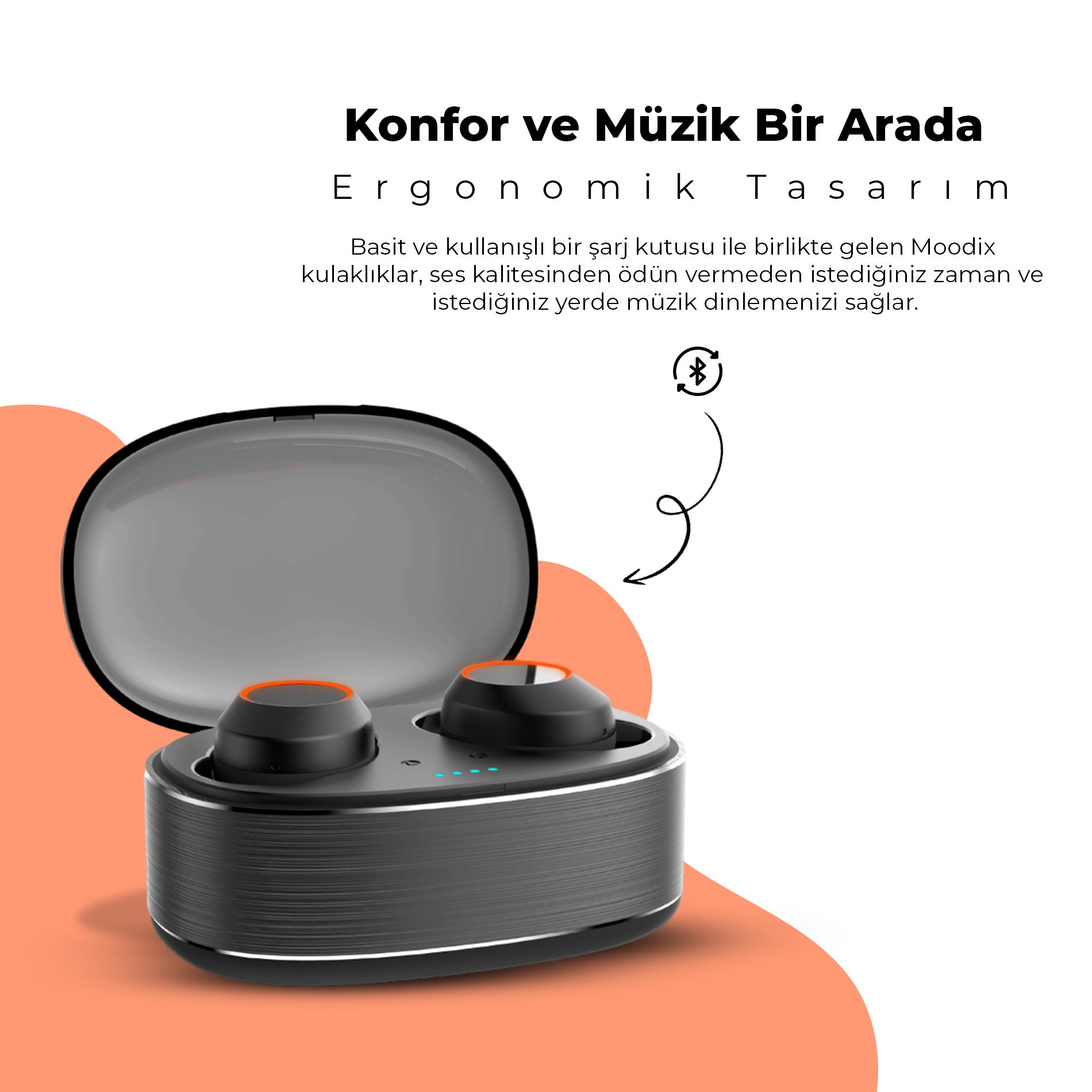 Moodix KI23K020 Bluetooth Kulakiçi Kulaklık Siyah