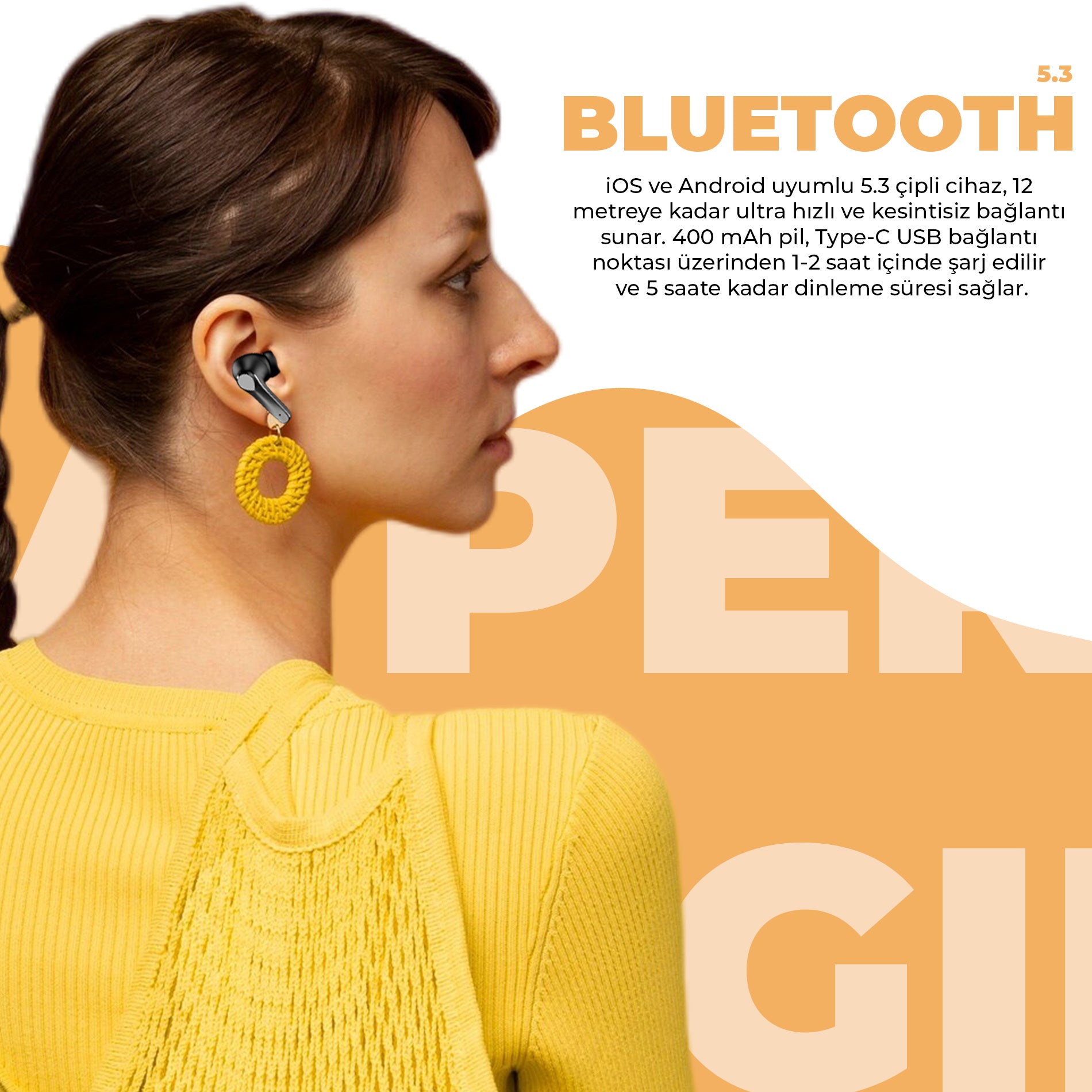 Moodix Bluetooth Kulakiçi Kulaklık | ANC Gürültü Engelleyici | IPX5 Suya Dayanıklı