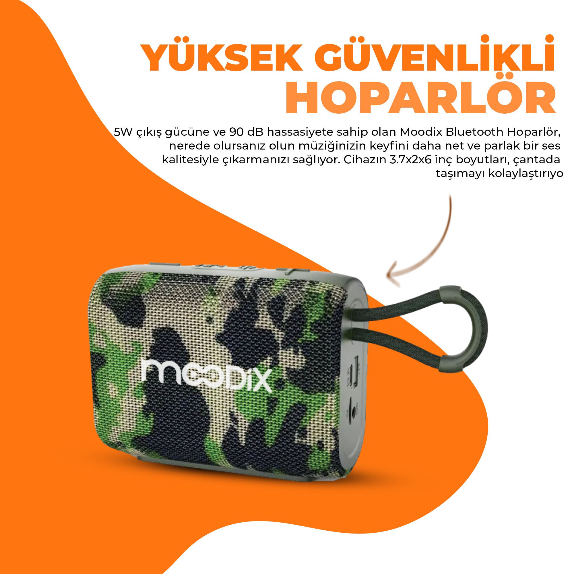 Moodix KI23TM02 Bluetooth Hoparlör Kamuflaj 5W