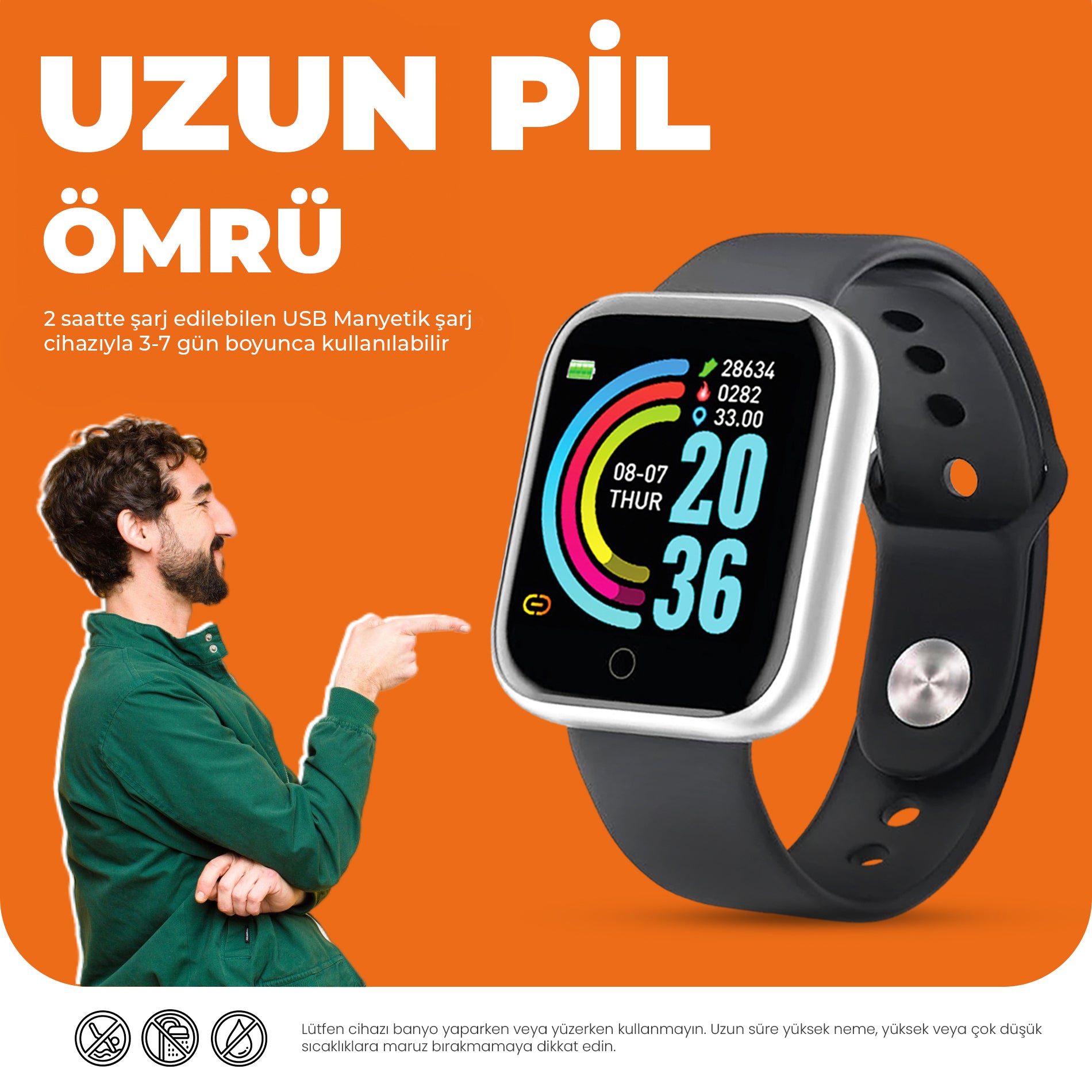 Moodix WE23K13B Akıllı Saat Gri-Siyah