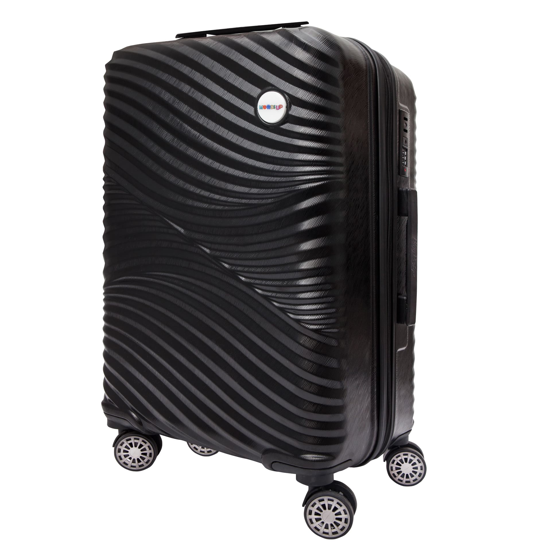 Biggdesign Moods Up Siyah 3'lü Valiz Seti, ABS Gövde, 360° Tekerlek, Şifreli Kilit
