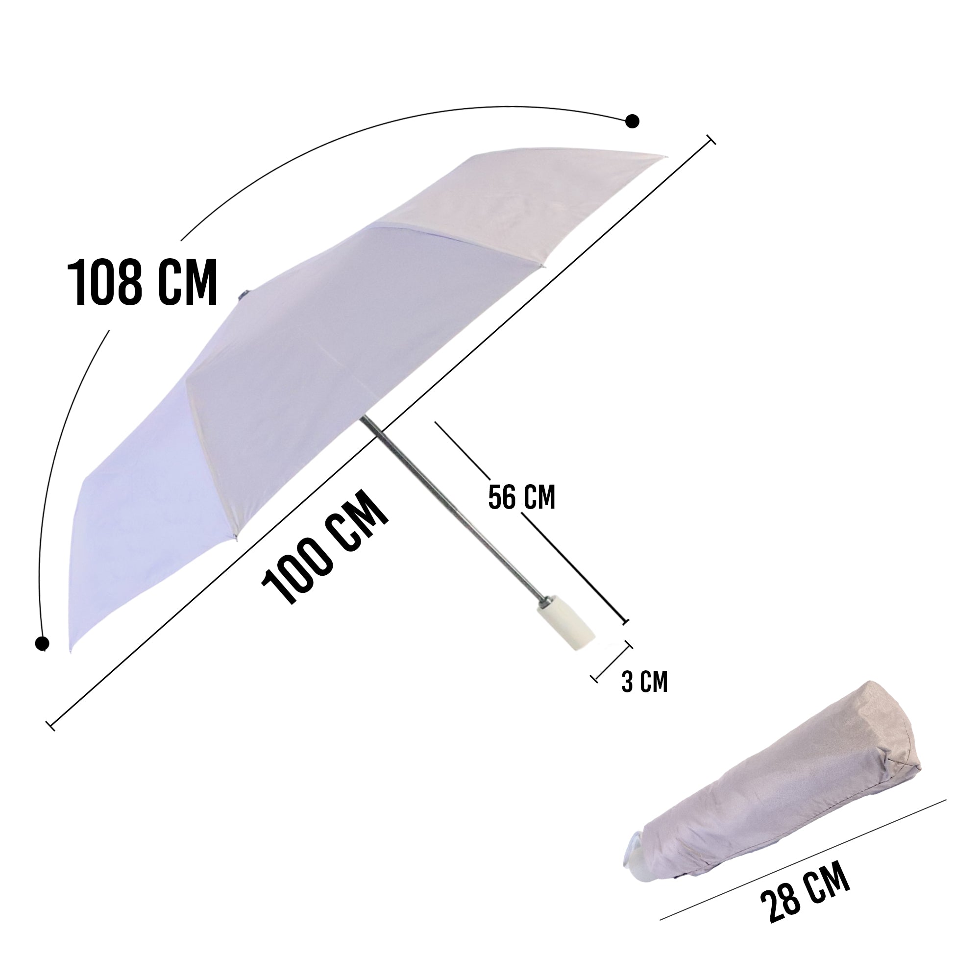 Biggdesign Moods Up Açık Gri Tam Otomatik UV Şemsiye, Rüzgara Dayanıklı, Hızlı Kuruyan, Çanta Boy