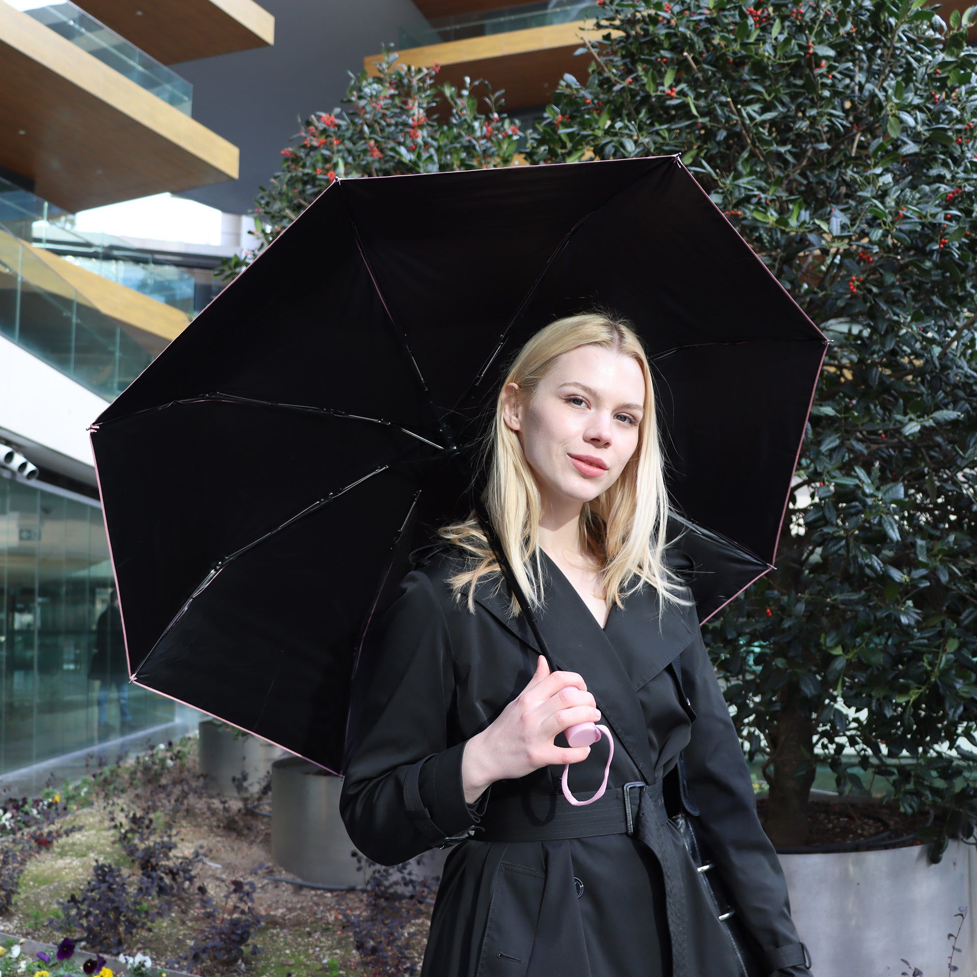 Biggdesign Moods Up Pembe Tam Otomatik UV Şemsiye, Rüzgara Dayanıklı, Hızlı Kuruyan, Çanta Boy