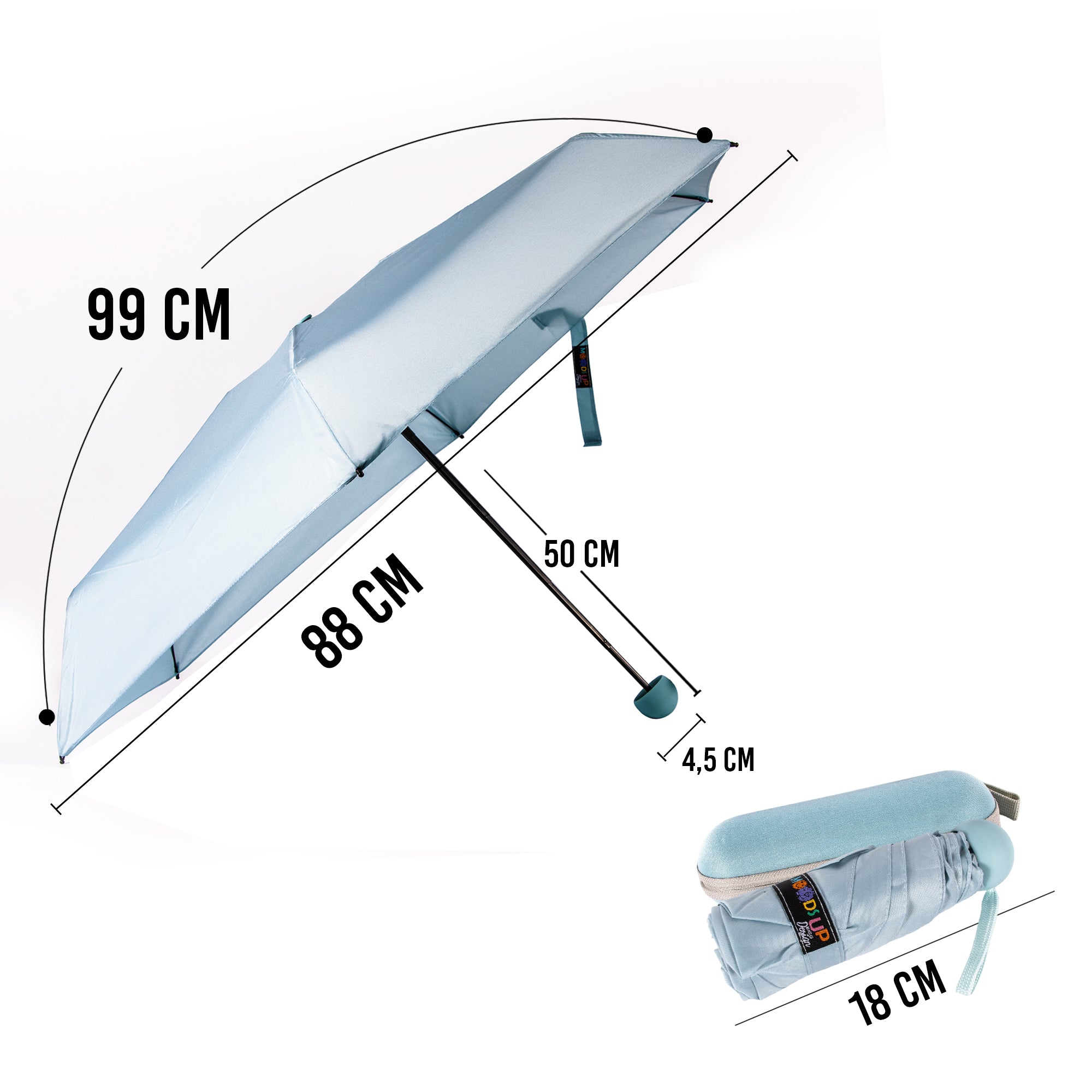 Biggdesign Moods Up Turkuaz Mini Şemsiye, Manuel Aç-Kapa, Rüzgara Dayanıklı, Çanta Boy, Şık Tasarım