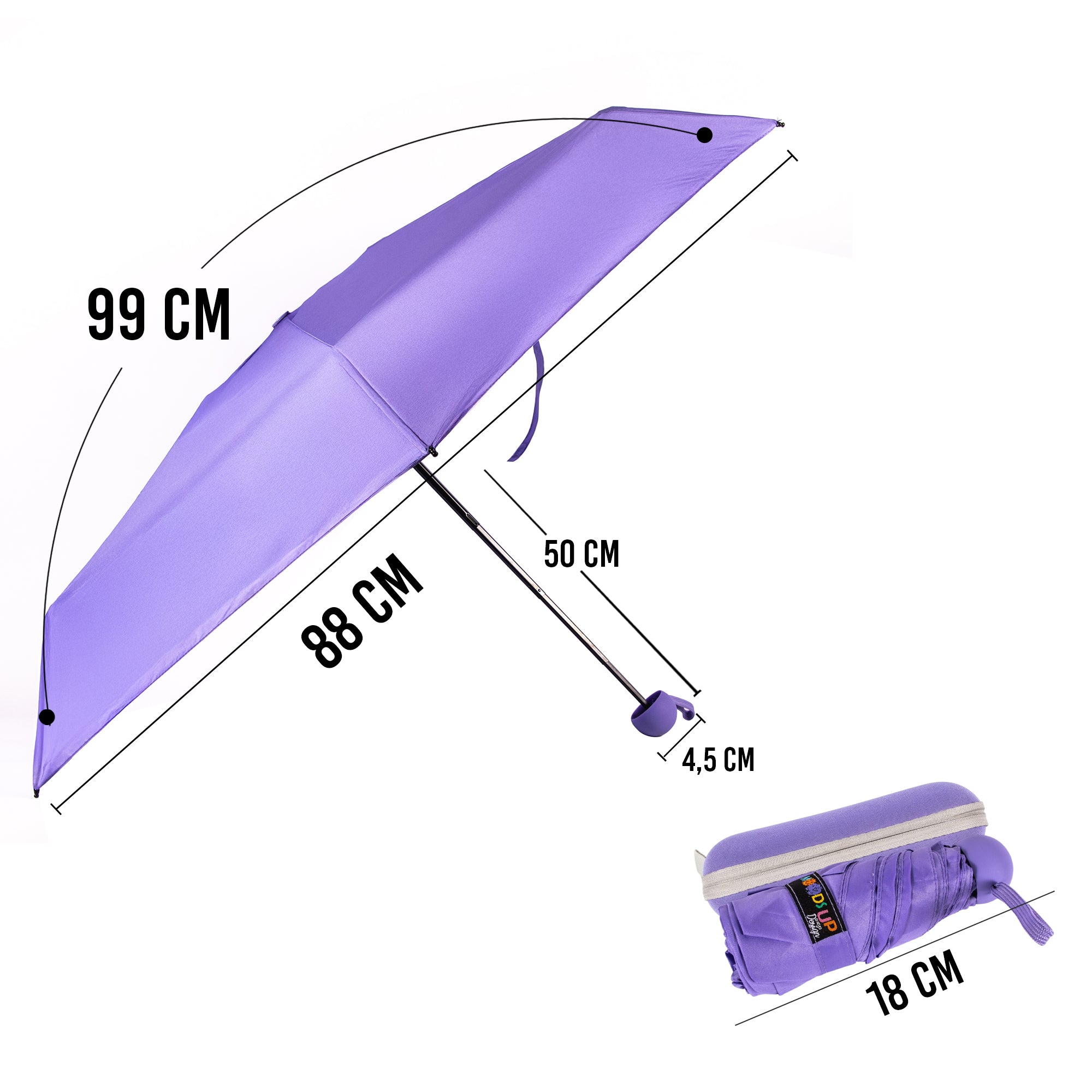 Biggdesign Moods Up Mor Mini Şemsiye, Manuel Aç-Kapa, Rüzgara Dayanıklı, Çanta Boy, Şık Tasarım