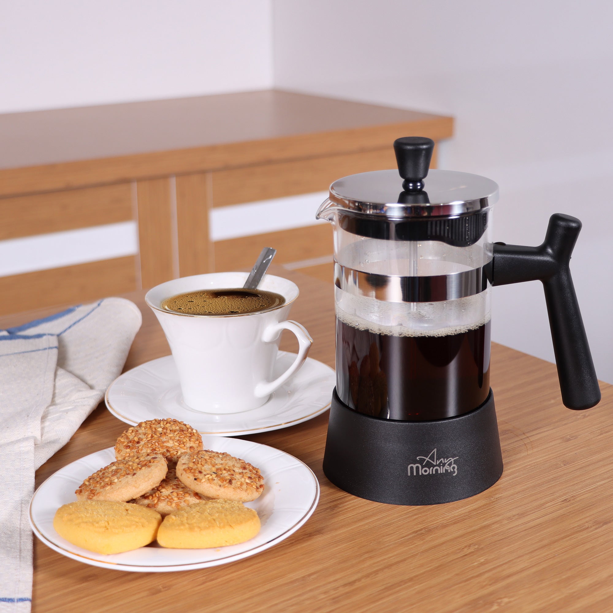 Any Morning 600 ml  French Press, Borosilikat Cam Kahve ve Bitki Çayı Demleme FF084