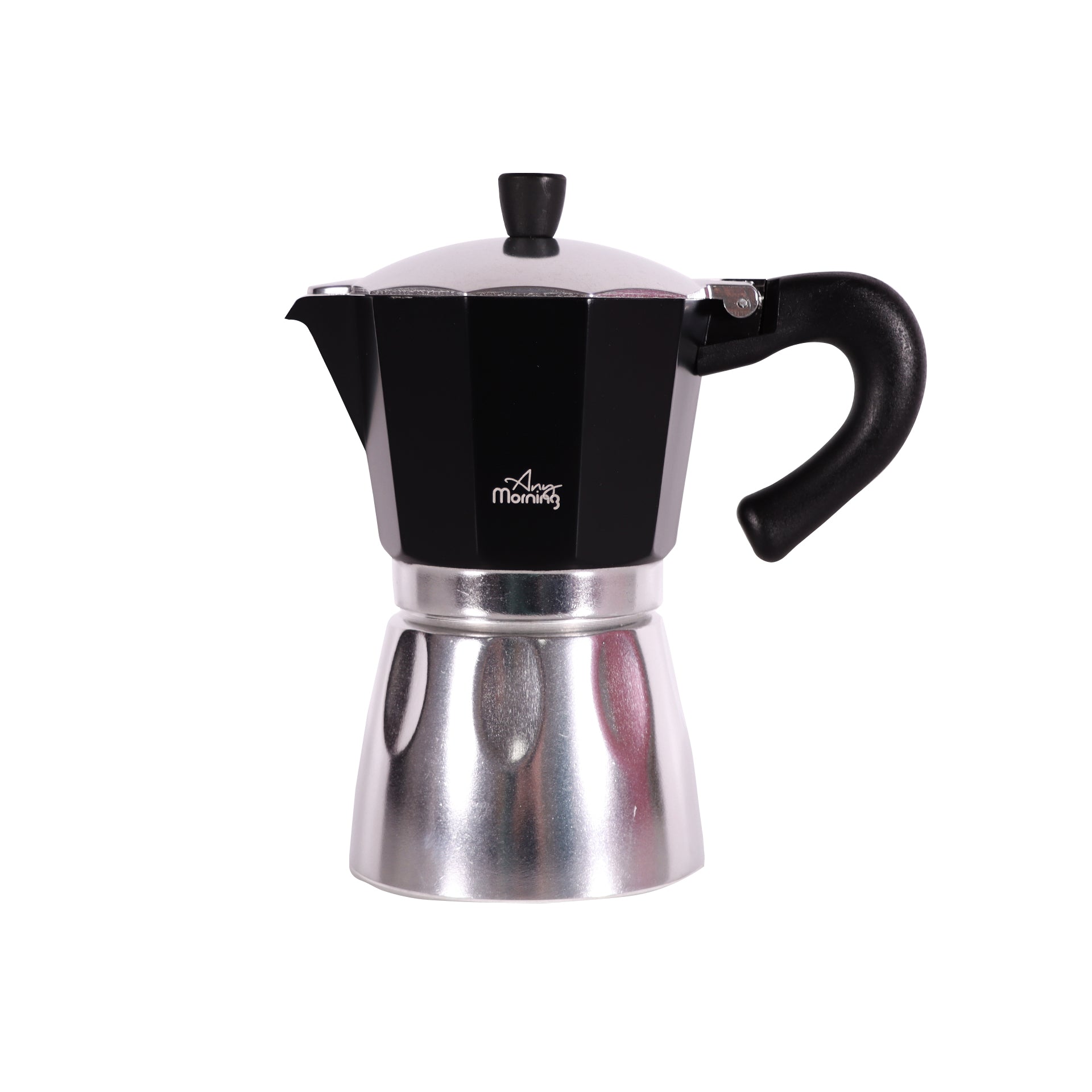 Any Morning 240 ml Alüminyum Moka Pot Espresso Kahve Makinesi Siyah HES-6