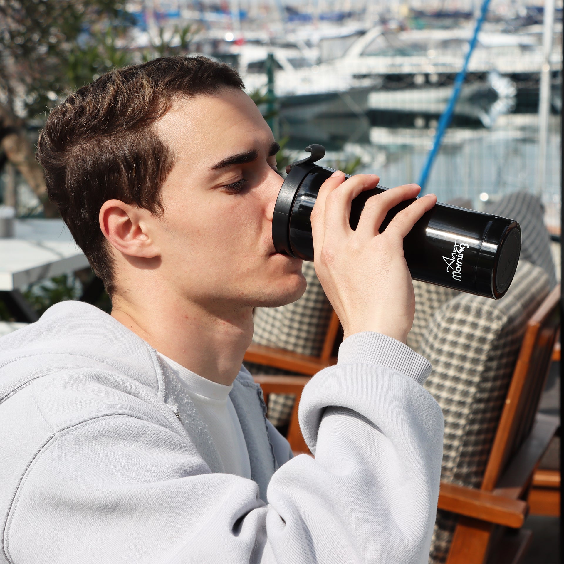 Any Morning 450 ml Paslanmaz Çelik Termos Mug,  Çift Katmanlı, Sızdırmaz Kapak ,Siyah SI231905