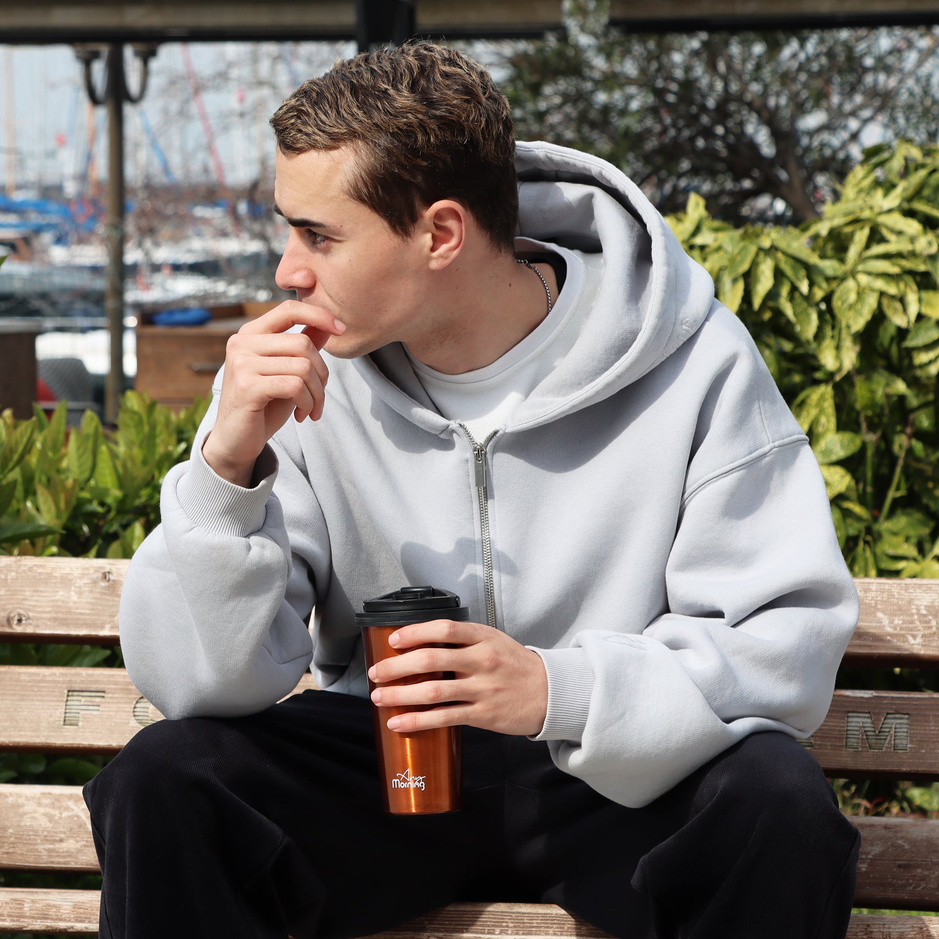 Any Morning 500 ml Paslanmaz Çelik Termos Mug, Çift Katmanlı, Sızdırmaz Kapak, Bakır Rengi SI231902