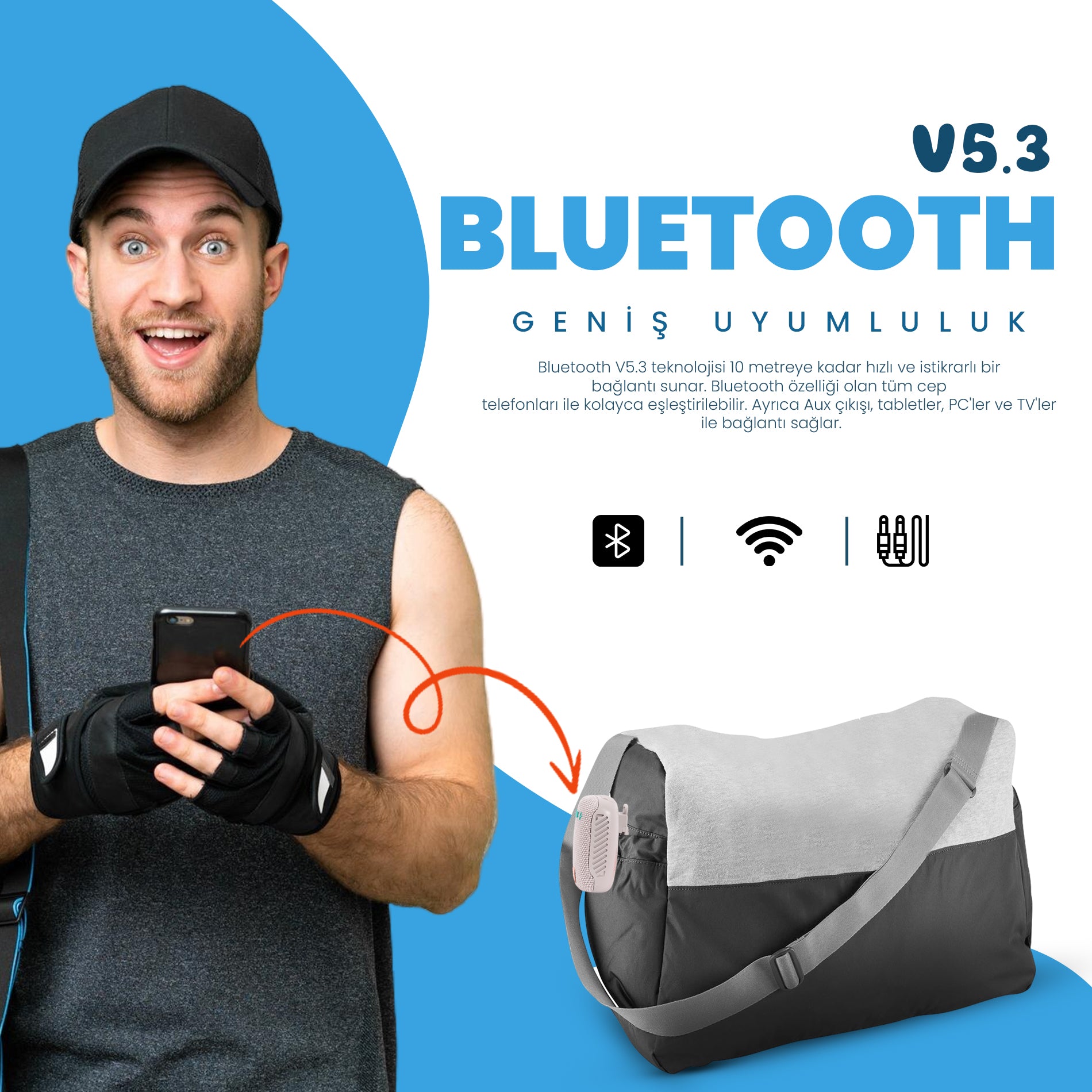 Moodix Takılabilir Bluetooth Hoparlör HO23TG392, Klispsli, Gidon Bağlama Aparatlı Bisiklet Hoparlörü