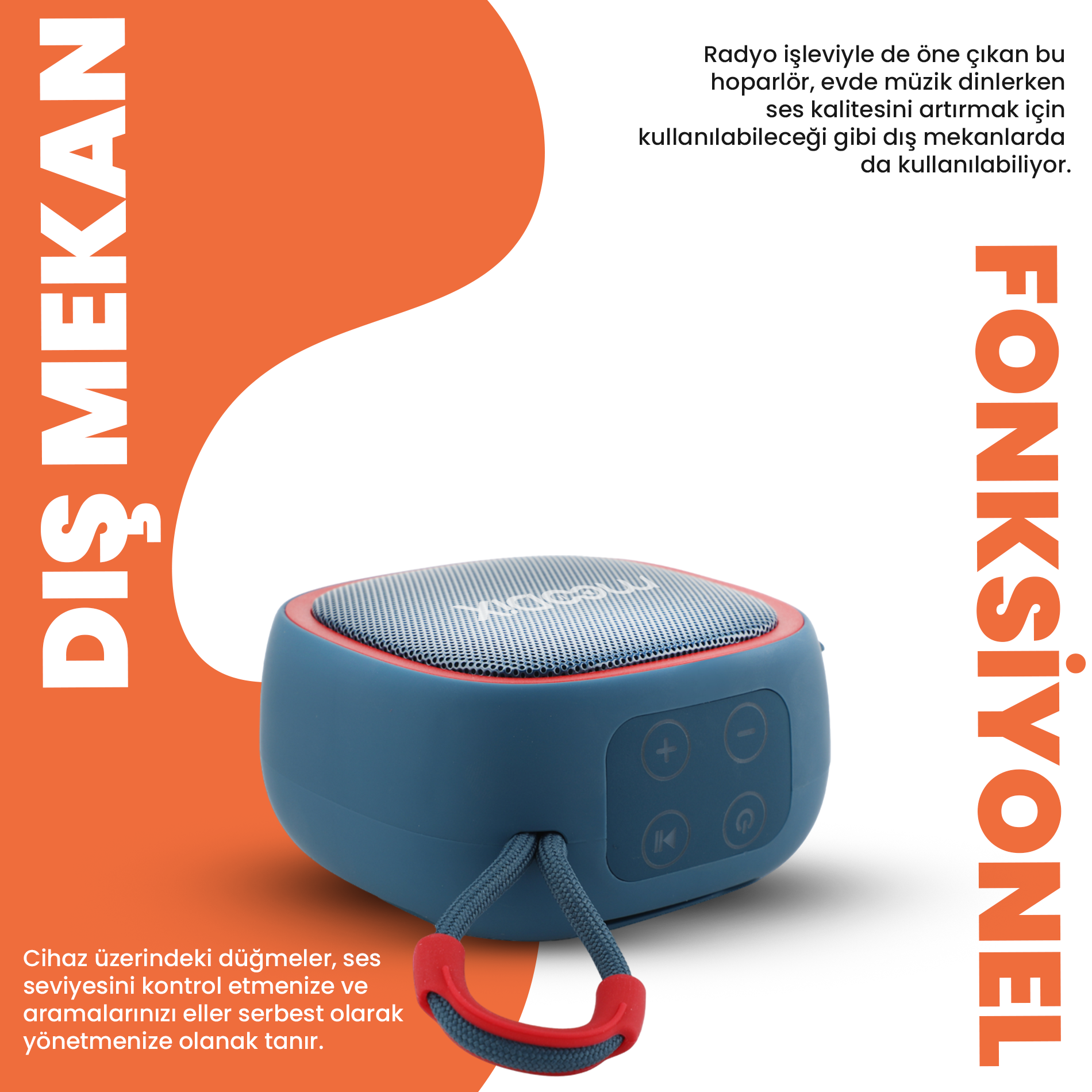 Moodix KI23KS659 Bluetooth Hoparlör Mavi 5W