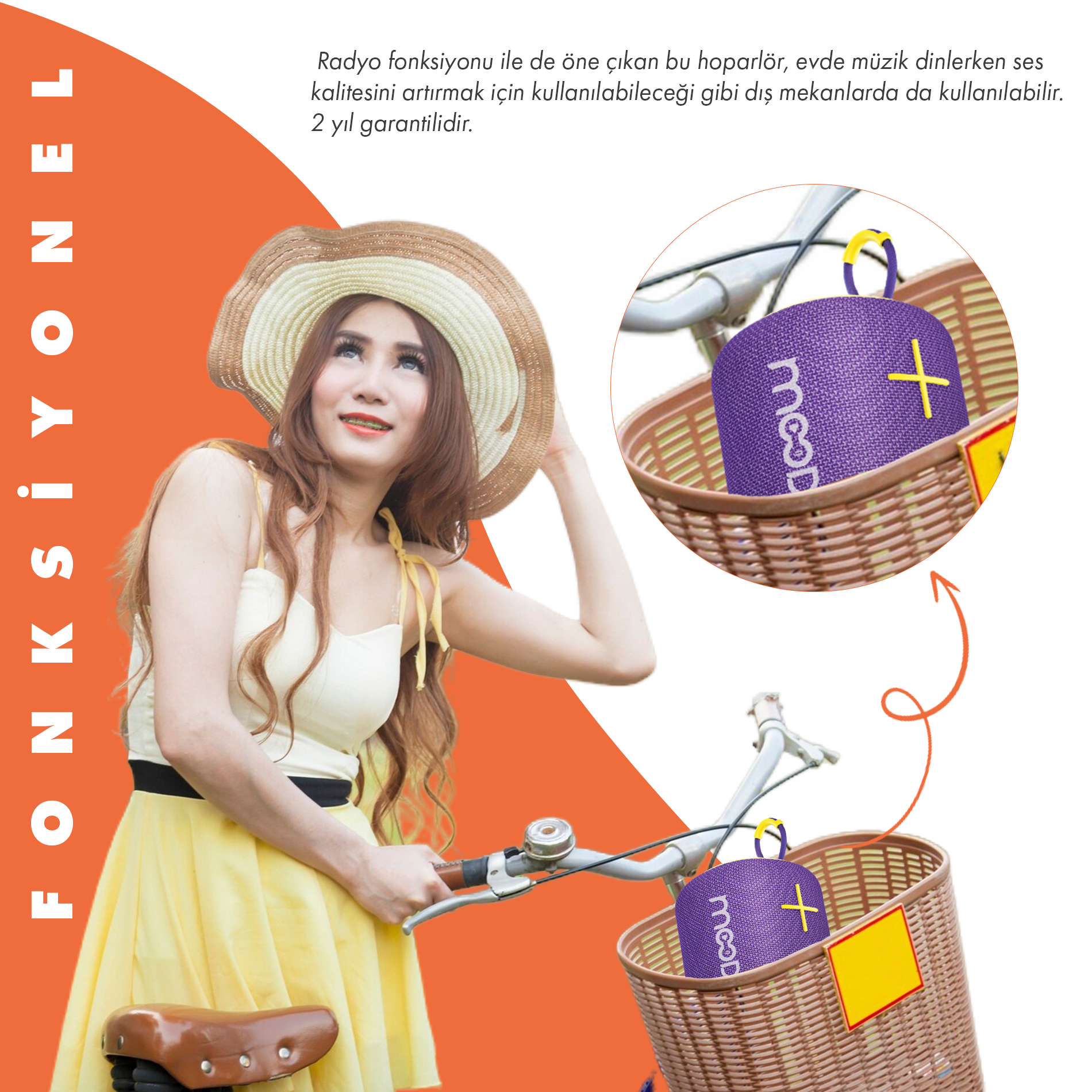 Moodix KI23KSV6 Bluetooth Hoparlör Mor 10W IPX6 Suya Dayanıklı