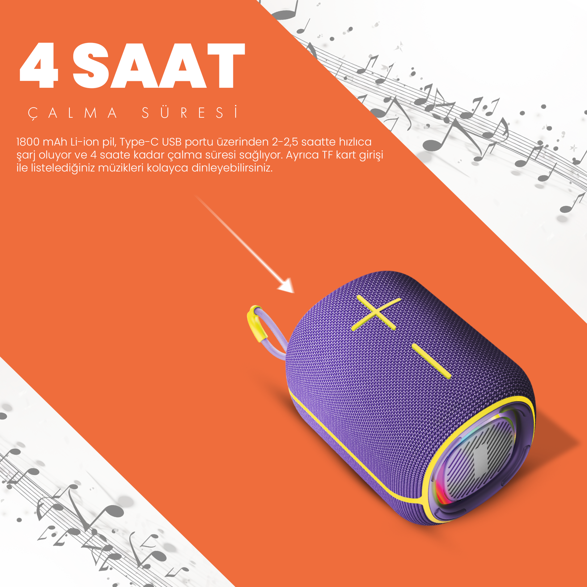 Moodix KI23KSV6 Bluetooth Hoparlör Mor 10W IPX6 Suya Dayanıklı