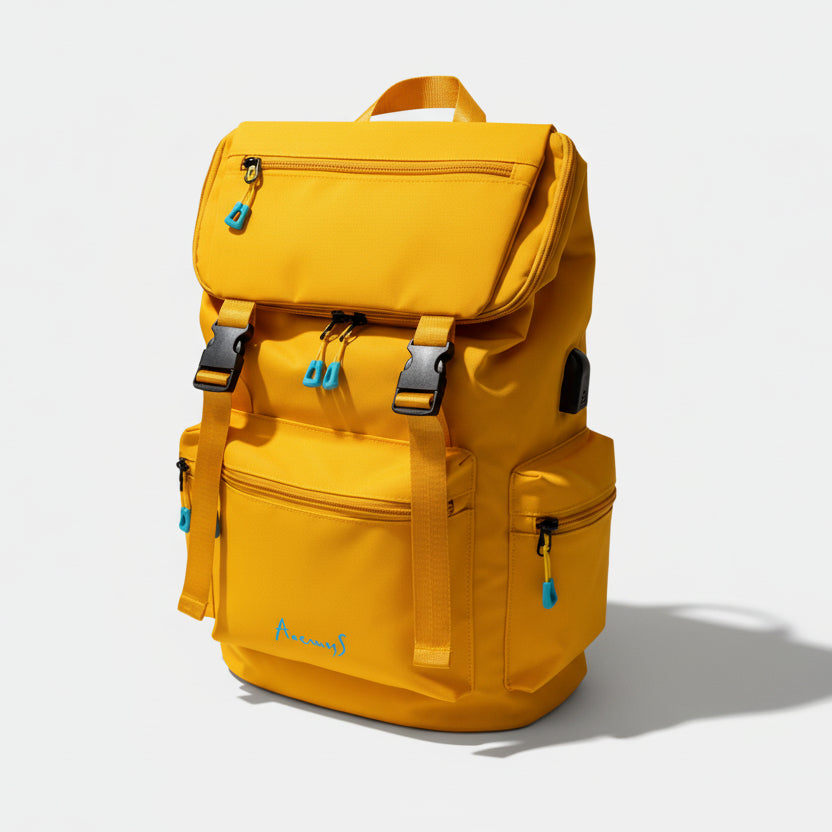 Anemoss Su Geçirmez Kumaşlı 15 inç Laptop Bölmeli Okul Sırt Çantası Sarı