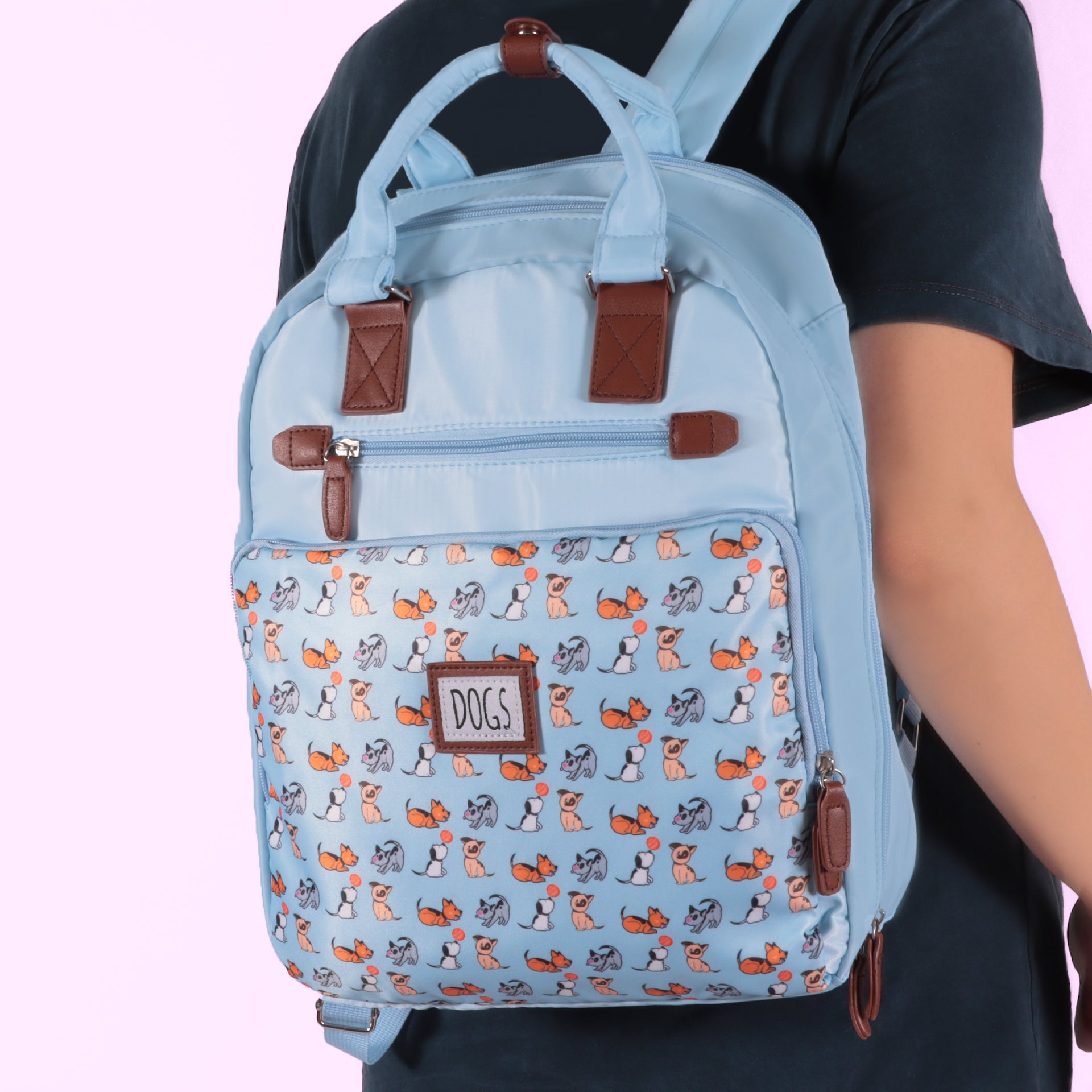 Biggdesign Dogs Su Geçirmez Kumaşlı 15 inç Laptop Uyumlu Okul Sırt Çantası Mavi