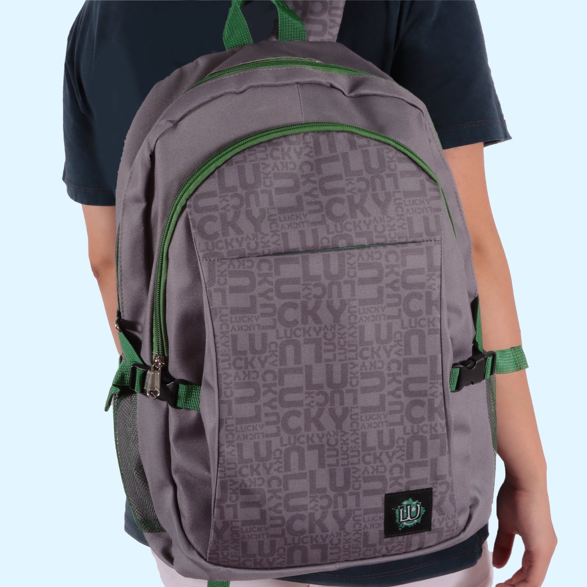 Biggdesign Moods Up Lucky Su Geçirmez Kumaşlı 15.6 inç Laptop Uyumlu Okul Sırt Çantası Gri