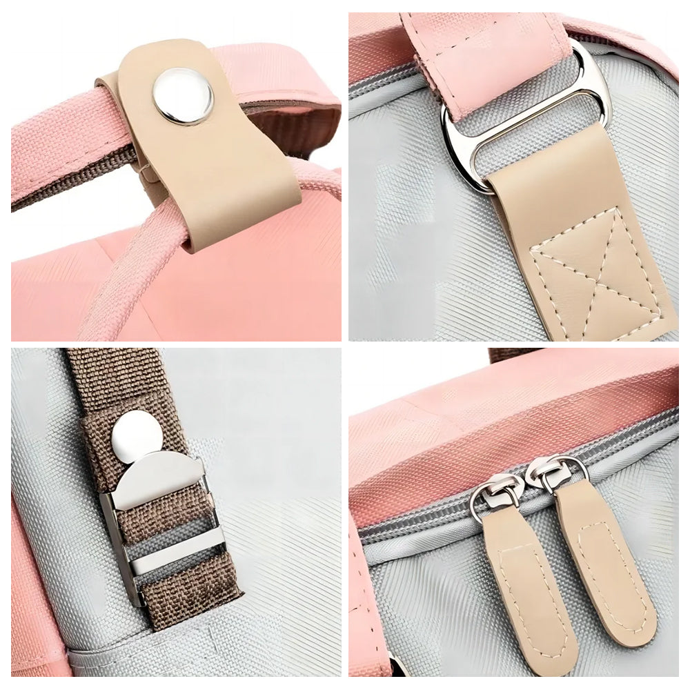 Biggdesign Cats USB Girişli Suya Dayanıklı 14 inç Laptop Uyumlu Okul Sırt Çantası Pembe